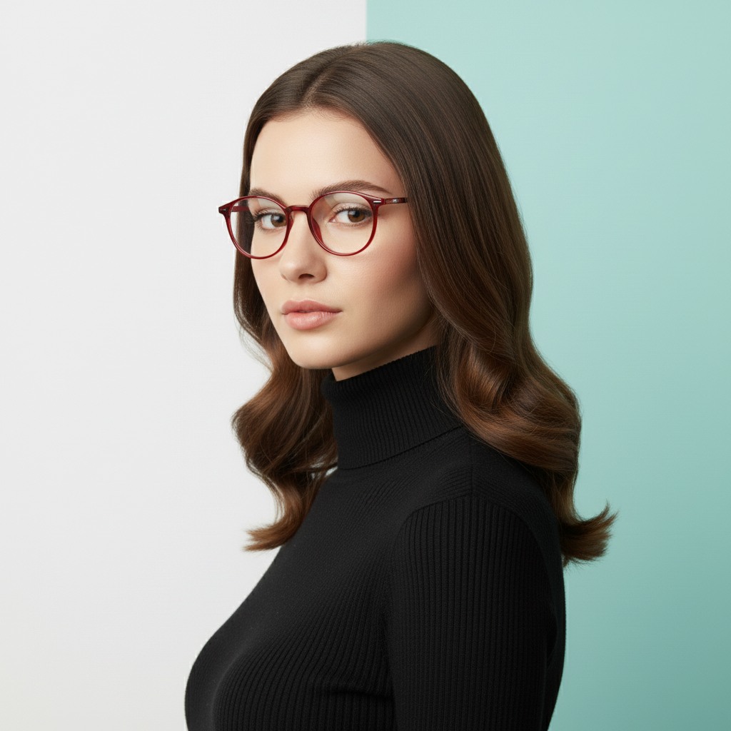 Red Round Frame for Women PopVue