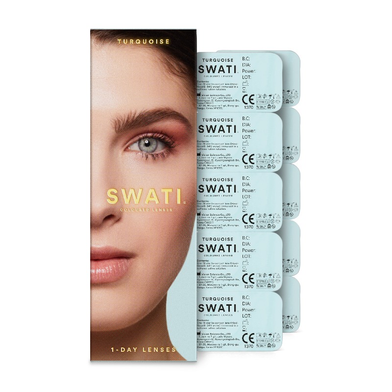 Coloured Contact Lenses Turquoise - 1 Day • Power -1.00