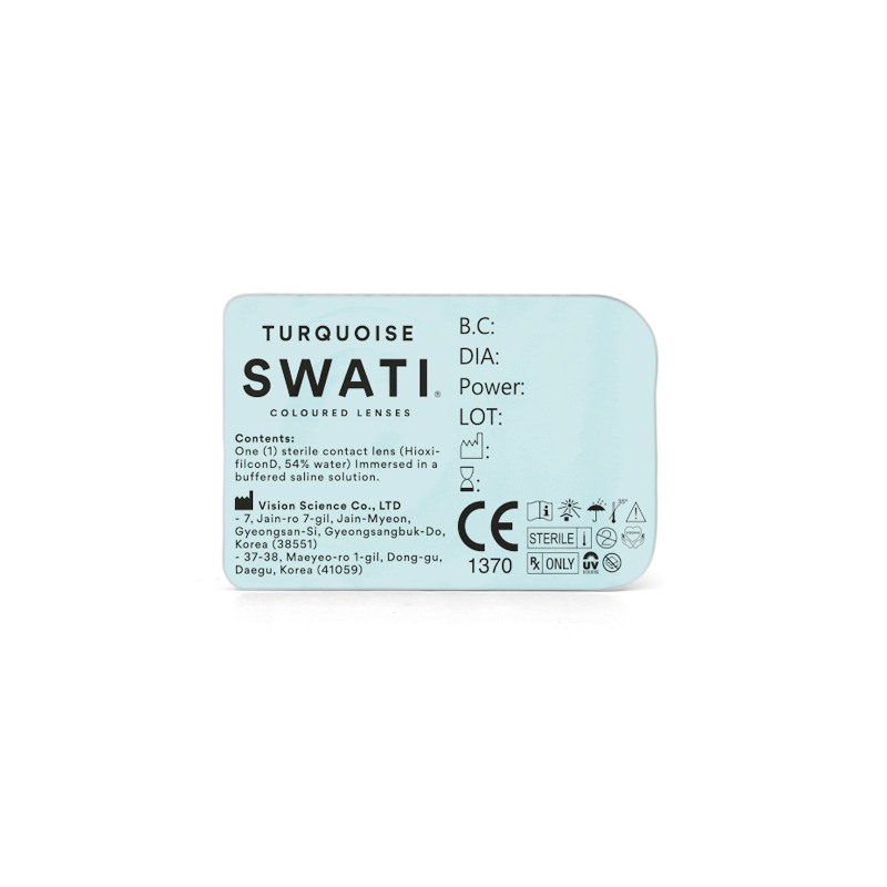 Coloured Contact Lenses Turquoise - 1 Day • Power -1.00