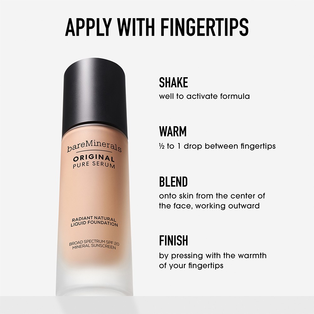 Original Pure Serum Radiant Natural Liquid Foundation Mineral SPF 20 • Medium Deep Warm 4