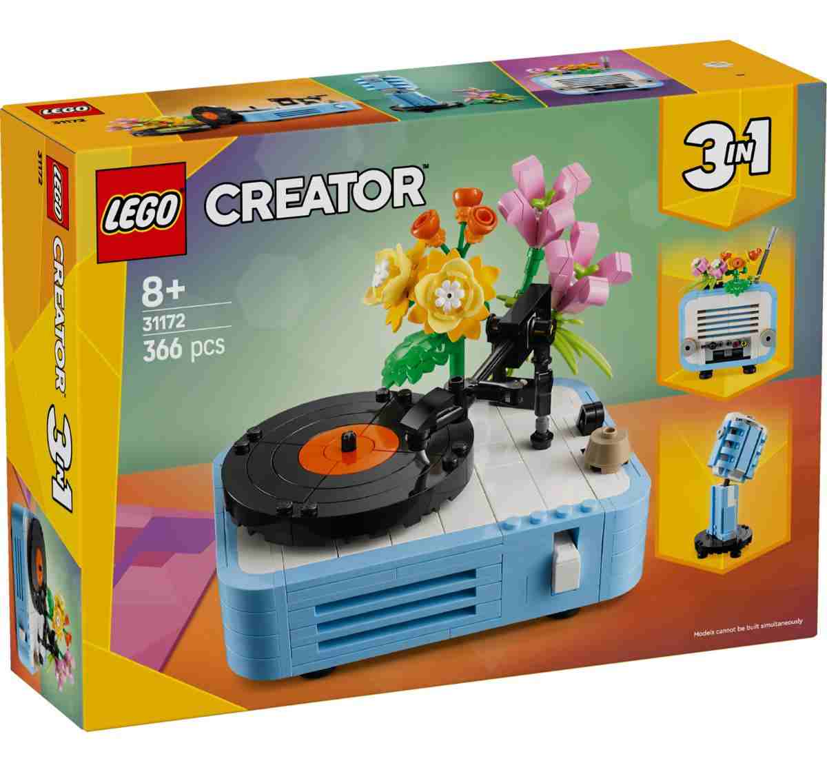 LEGO Creator 3in1 Record Player with Flowers Music Set 31172, 8Y+