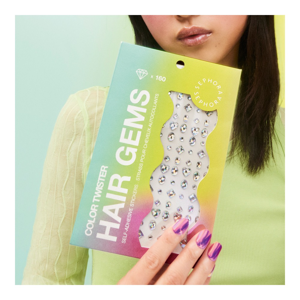 Color Twister Self-Adhesive Hair Gems • Holographic Gems