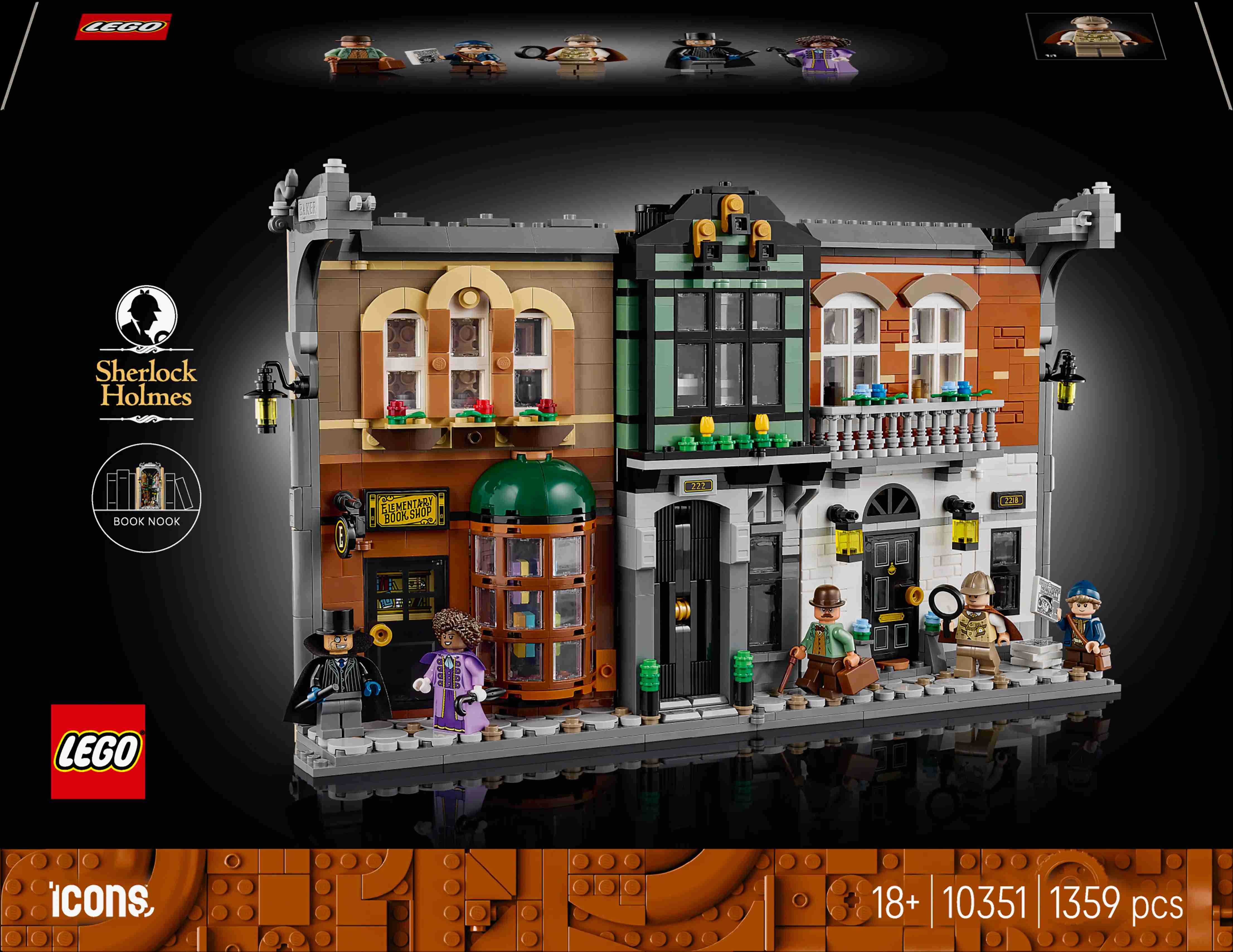 LEGO Icons Sherlock Holmes: Book Nook Kit, Bookshelf Décor