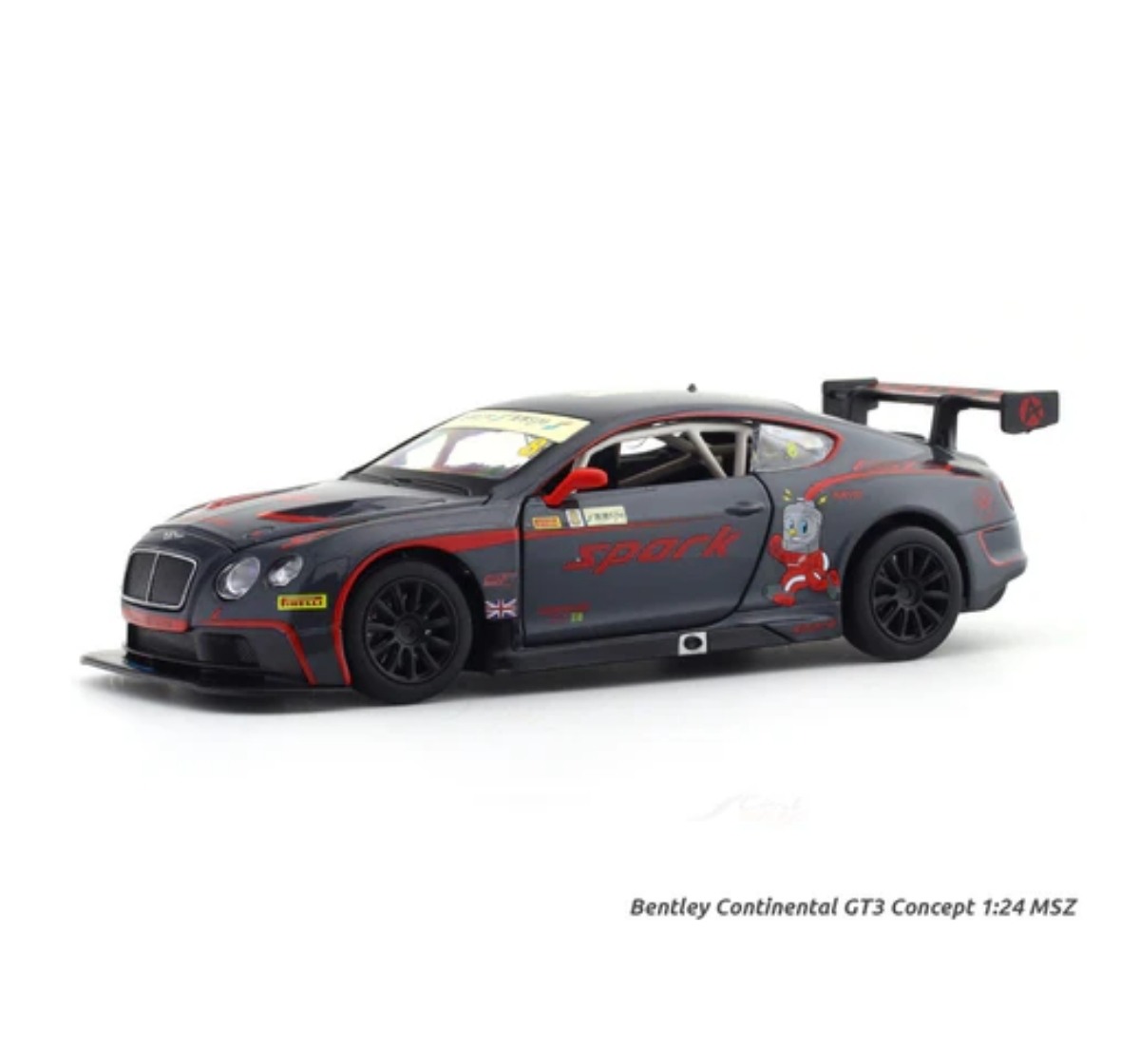 MSZ Bentley Continental GT3 Concept Diecast Model Car Black 1:24