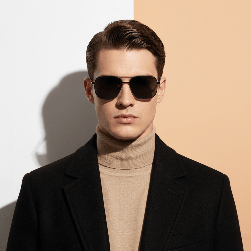 Black Aviator Sunglasses for Men