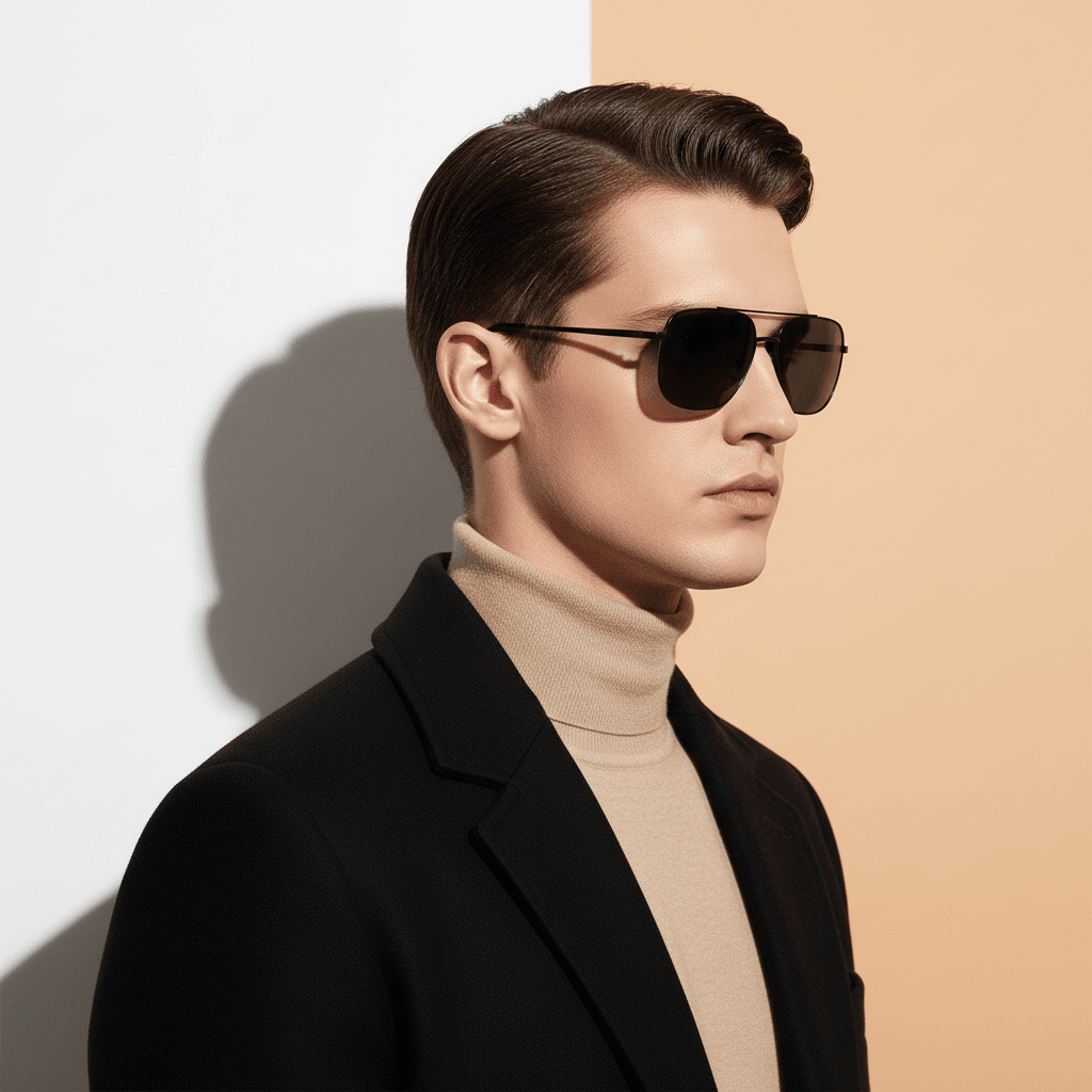 Black Aviator Sunglasses for Men