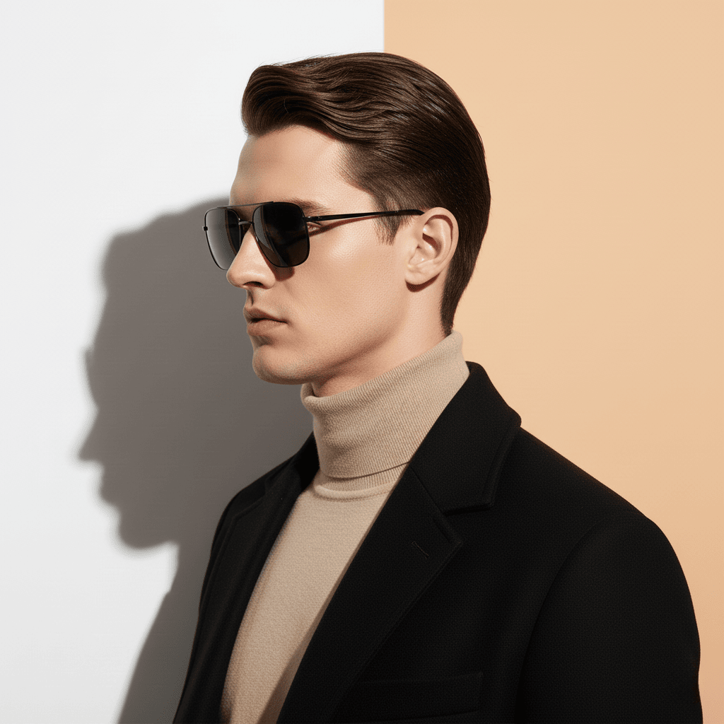 Black Aviator Sunglasses for Men