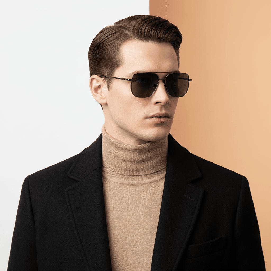 Metallic Aviator Sunglasses for Men