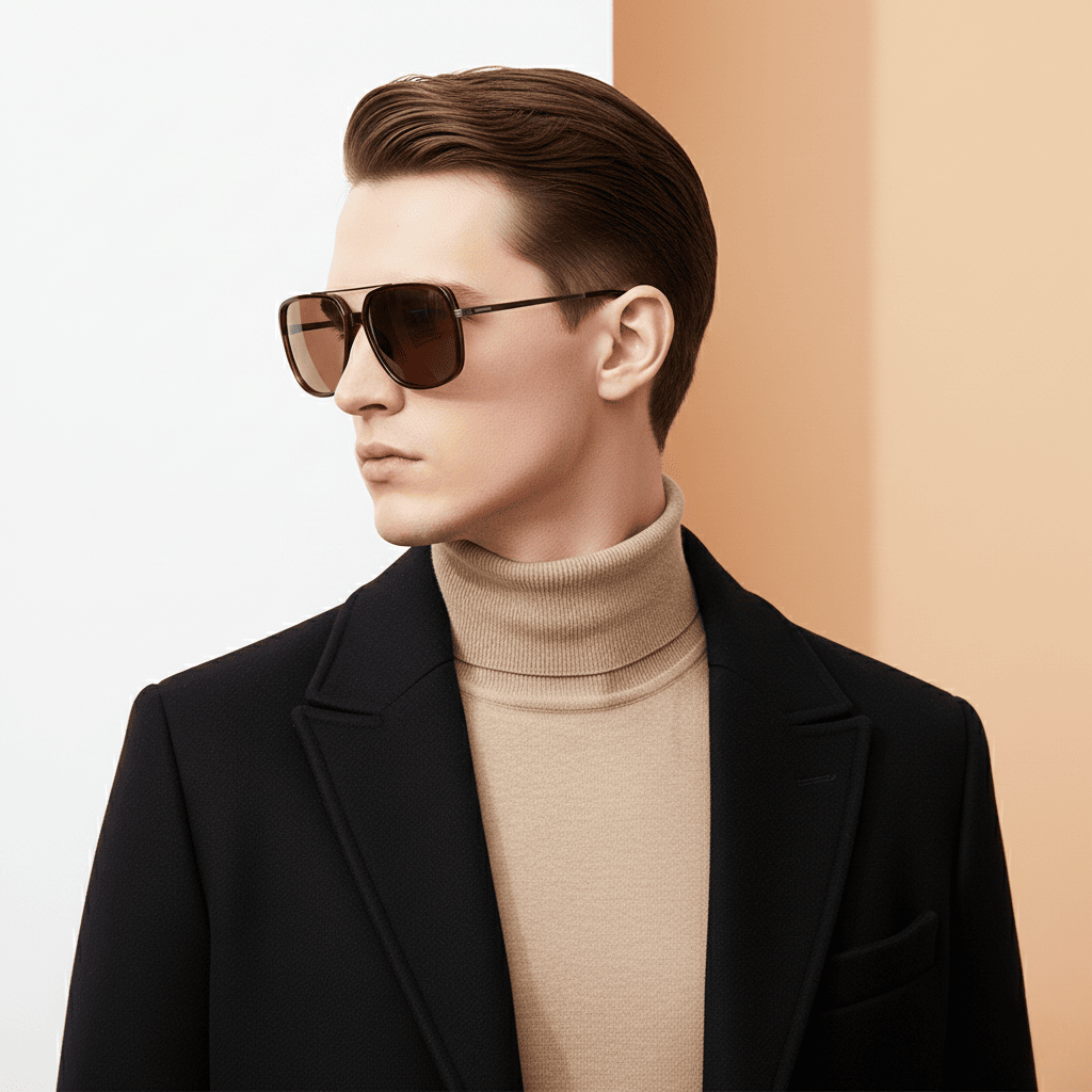 Metallic Aviator Sunglasses for Men