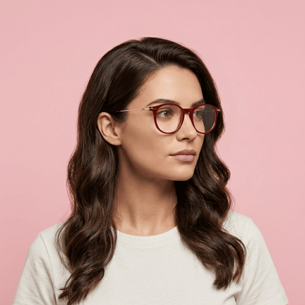 Burgundy Round Frames for Women