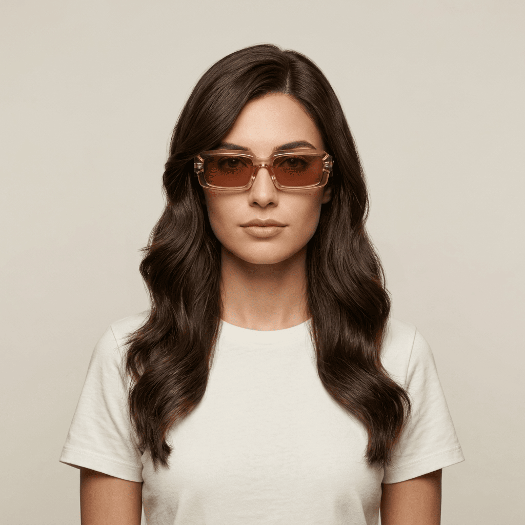 Brown Hexagonal Sunglasses for Women