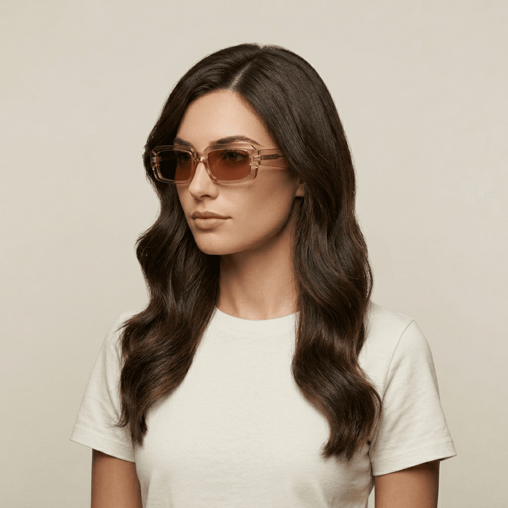 Brown Hexagonal Sunglasses for Women