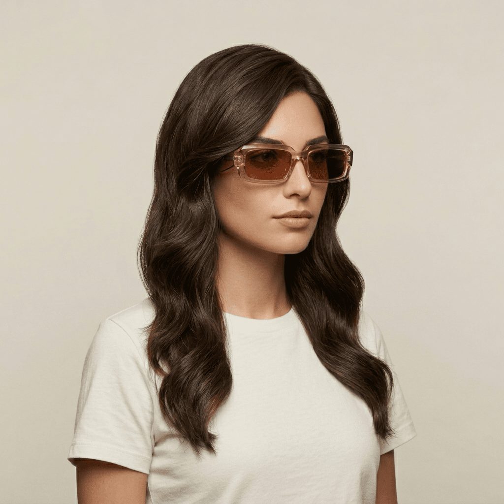 Brown Hexagonal Sunglasses for Women