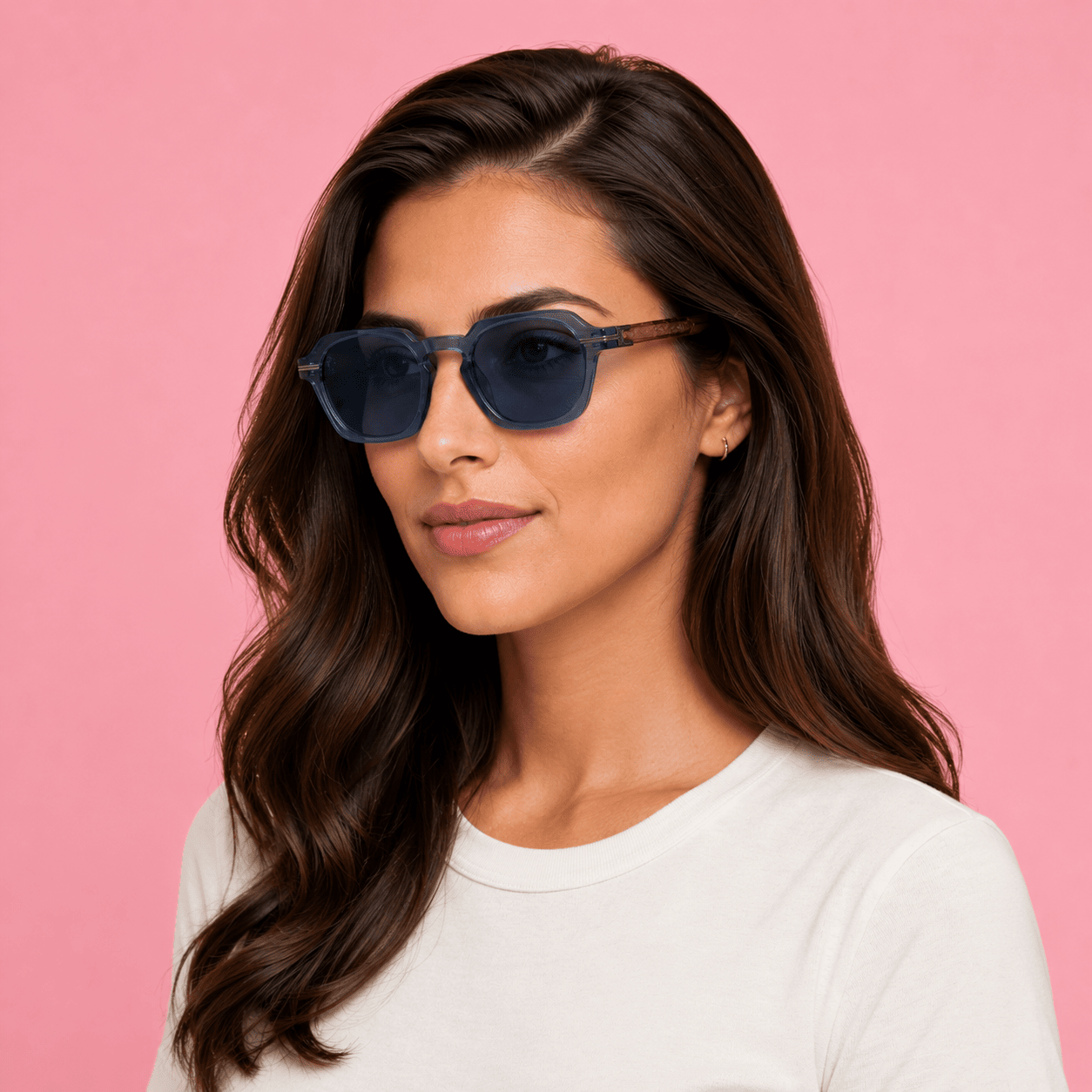 Blue Hexagonal Sunglasses for Women