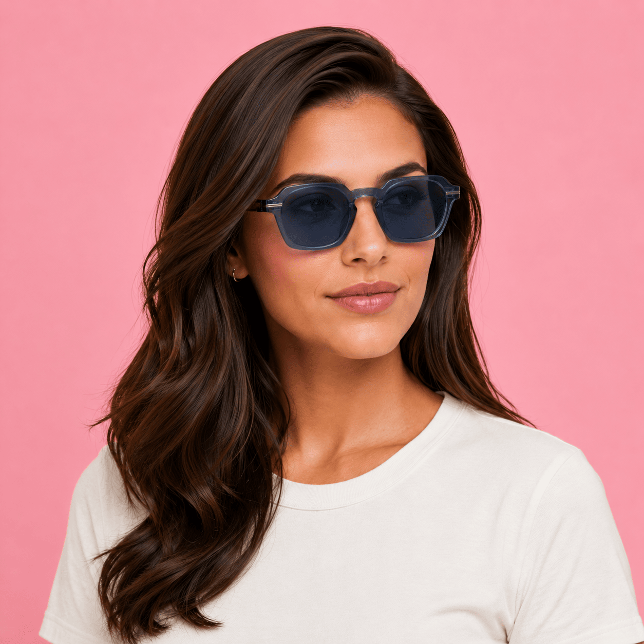 Blue Hexagonal Sunglasses for Women