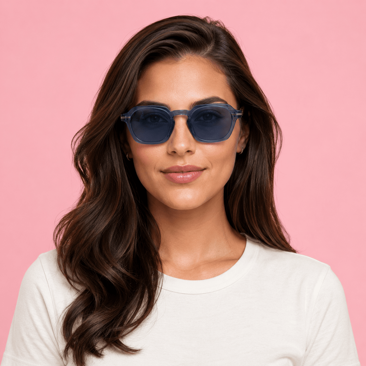 Blue Hexagonal Sunglasses for Women