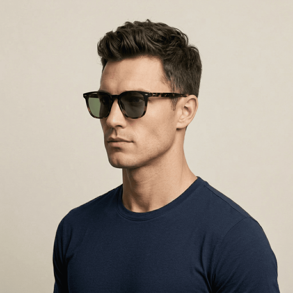 Black Rectangle Sunglasses for Men