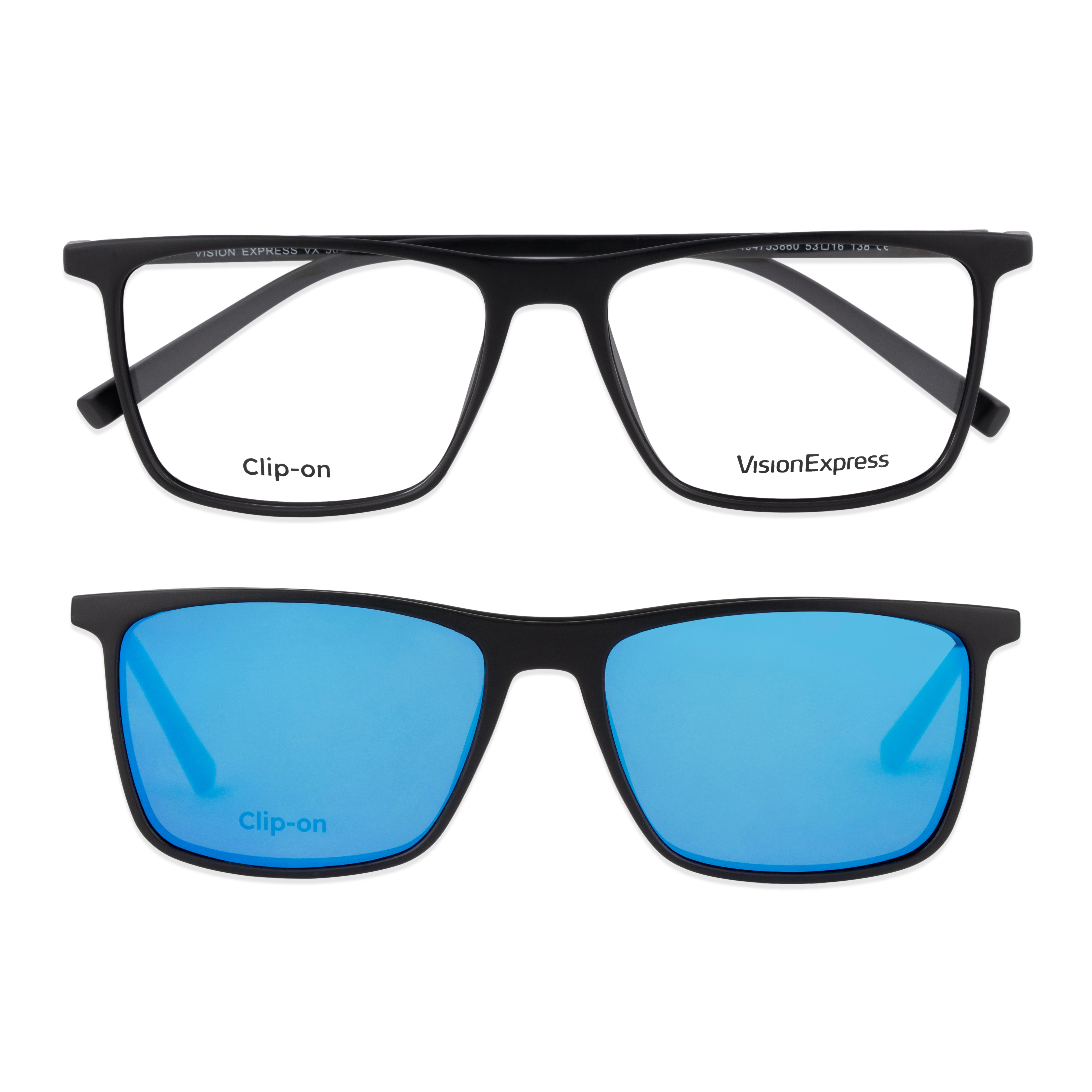 Black Square Frames for Men Clipon