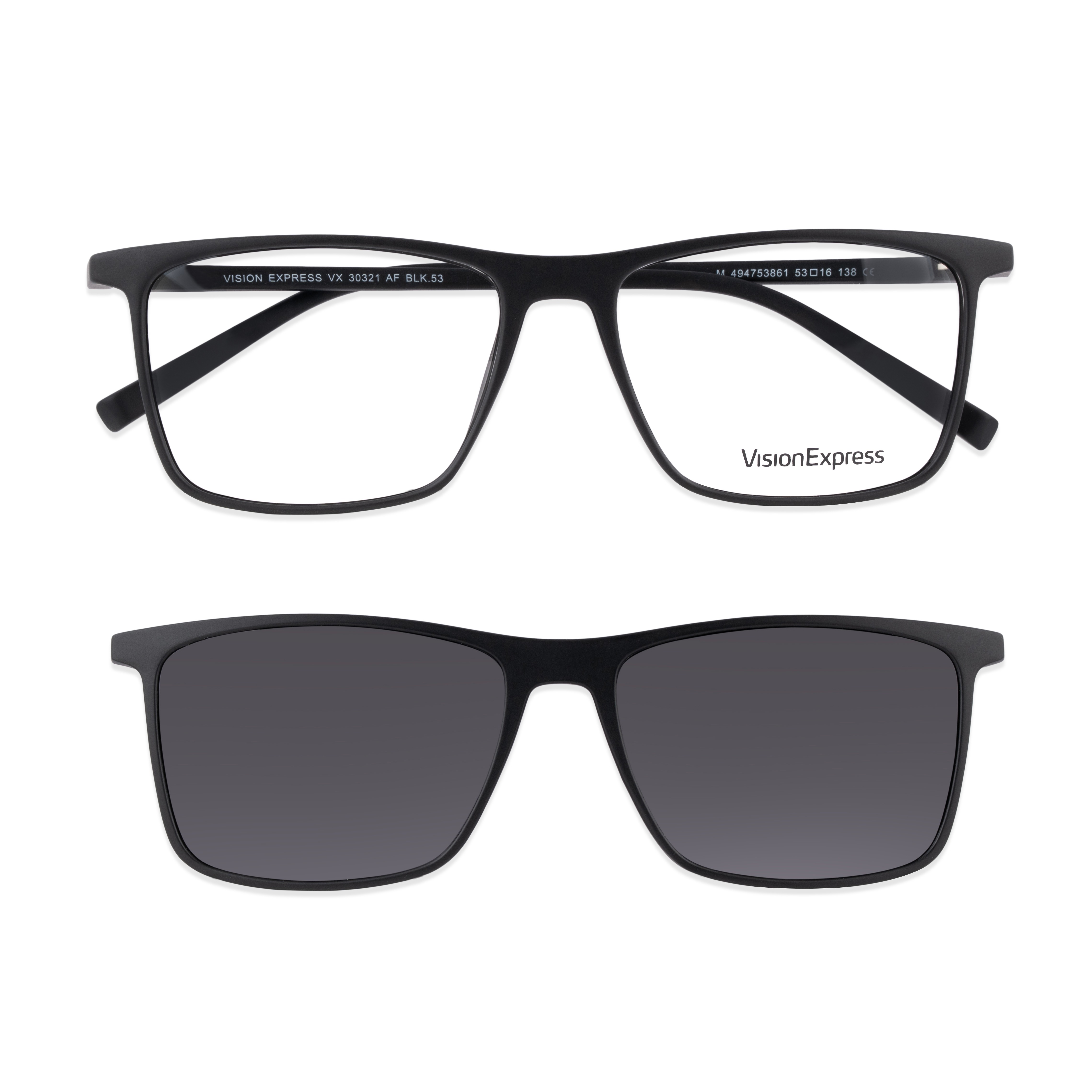 Black Rectangle Frames for Men Clipon