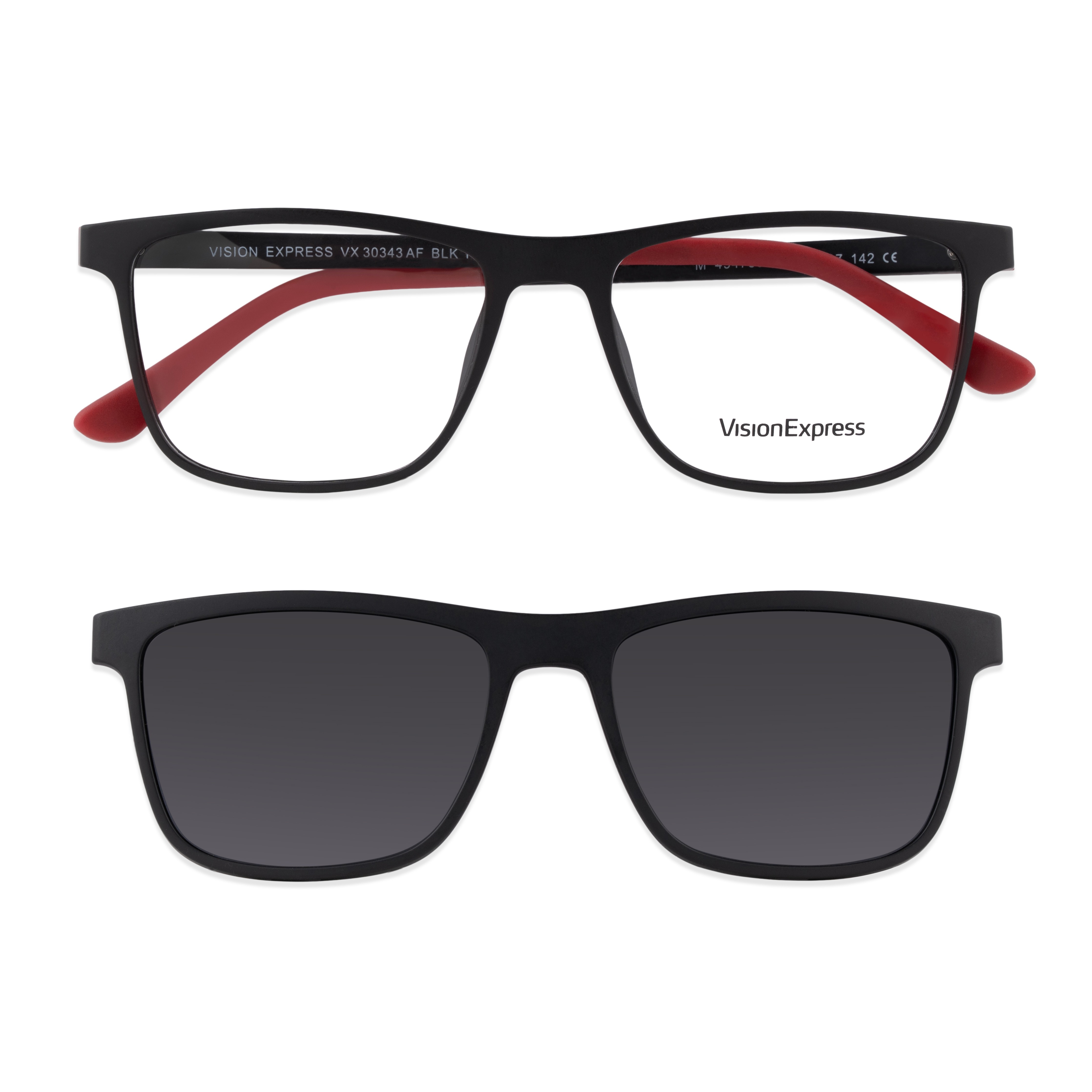 Black Rectangle Frames for Men Clipon