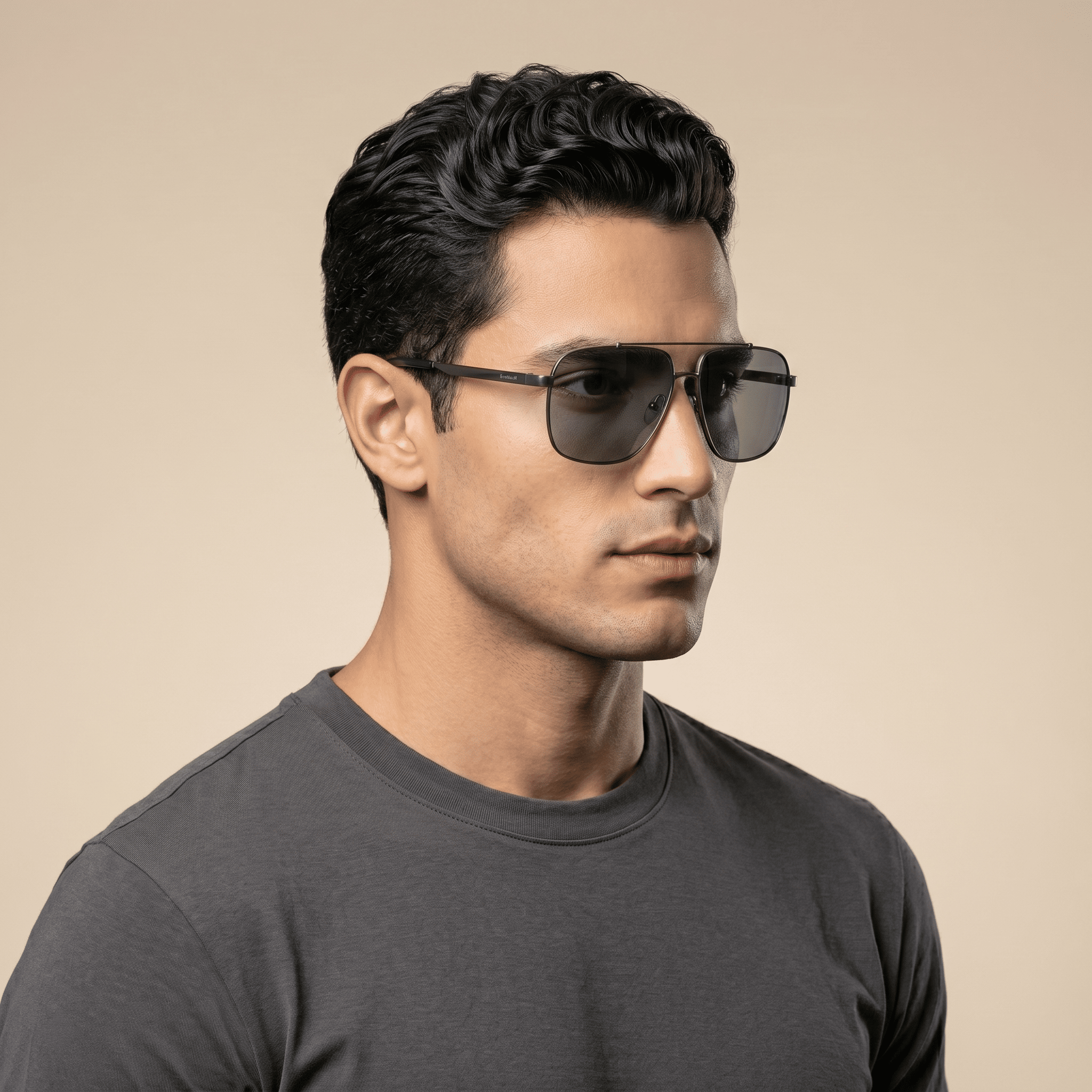 Metallic Square Sunglasses for Men