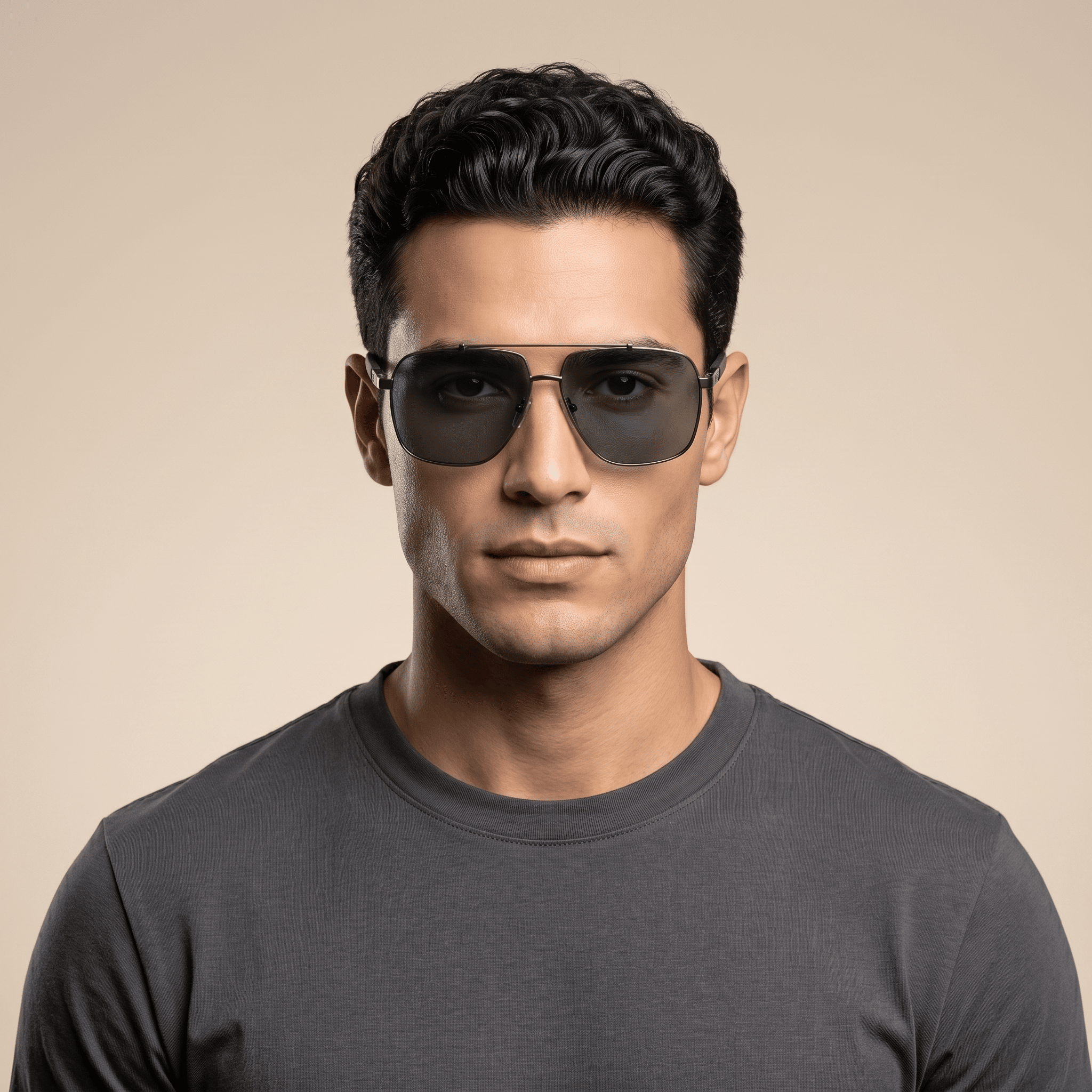 Metallic Square Sunglasses for Men