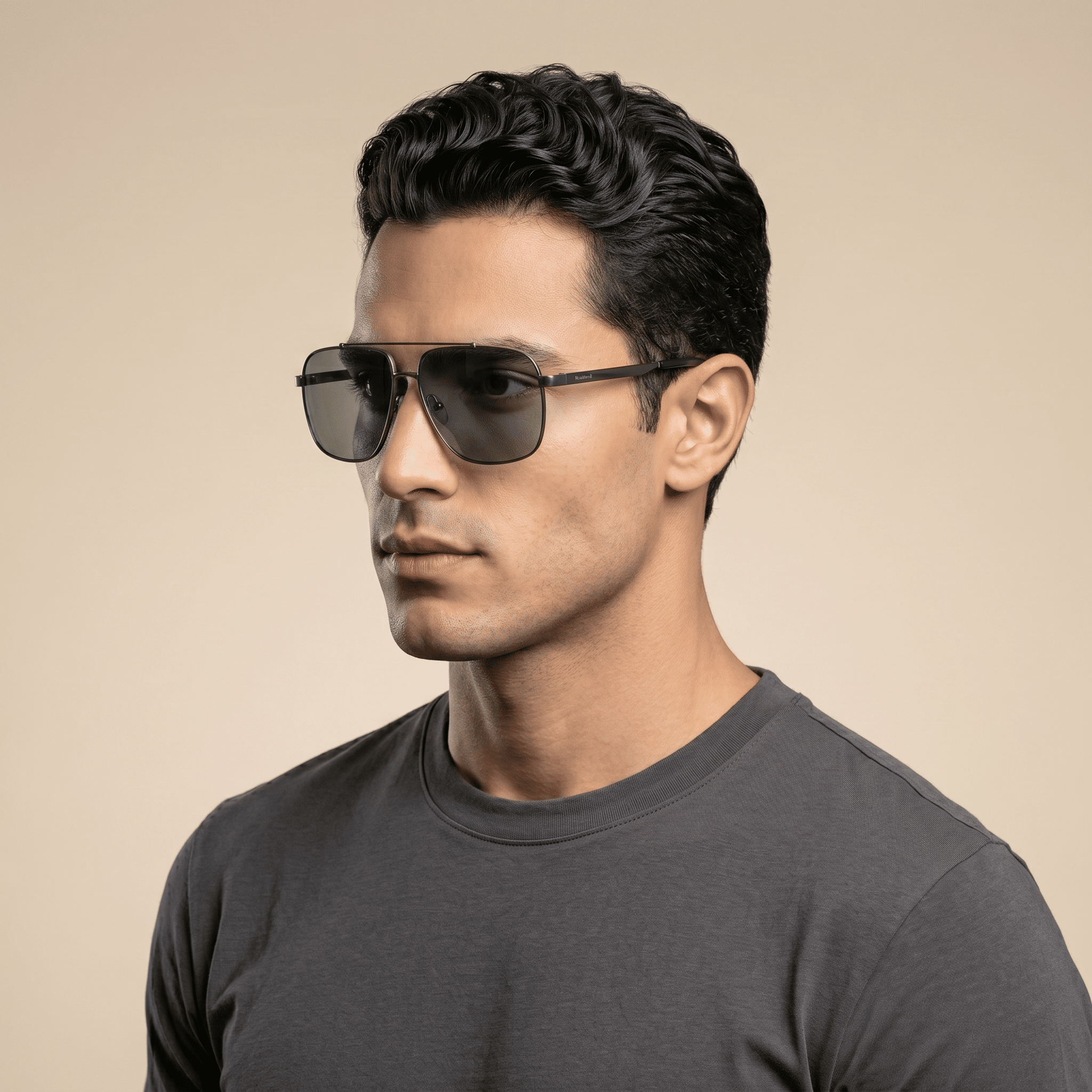 Metallic Square Sunglasses for Men