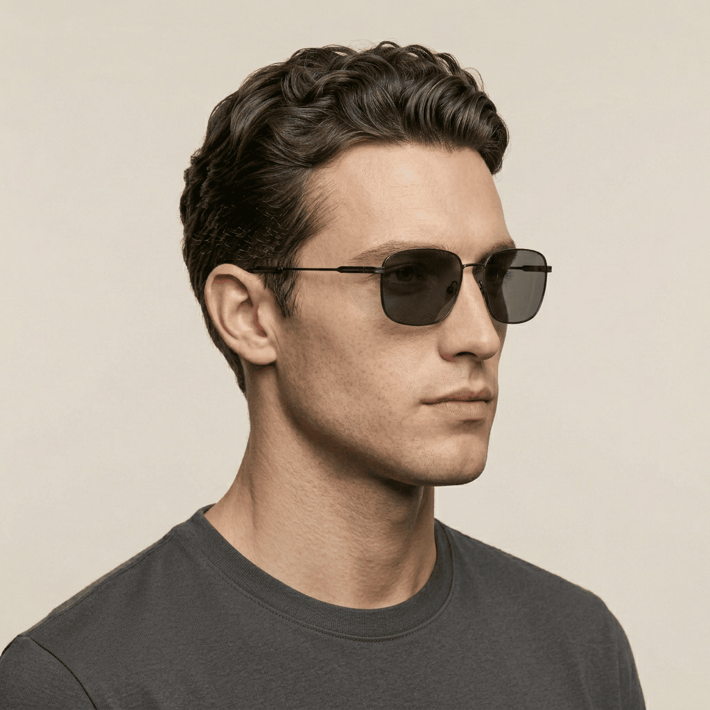 Black Rectangle Sunglasses for Men