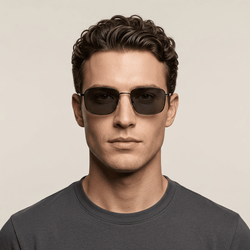 Black Rectangle Sunglasses for Men