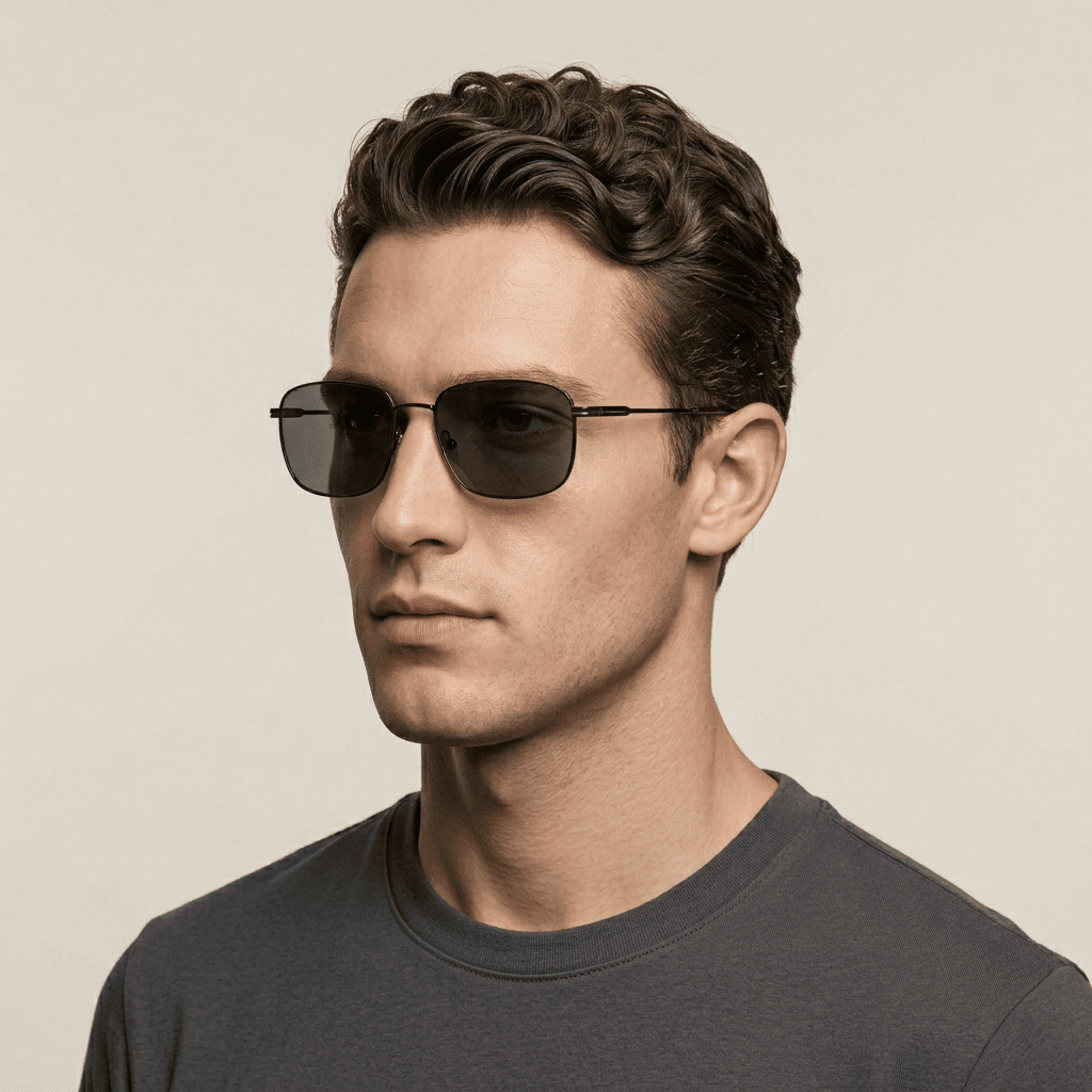Black Rectangle Sunglasses for Men