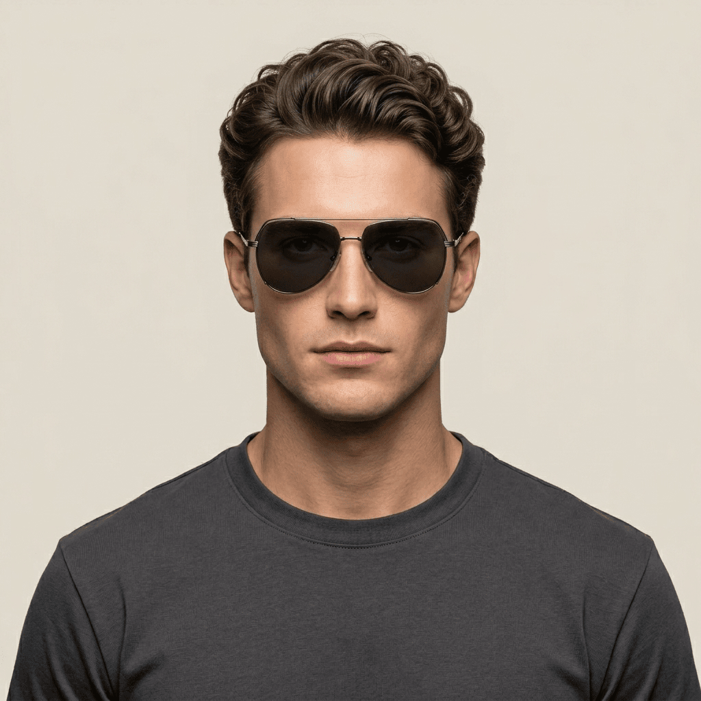 Metallic Rectangle Sunglasses for Men