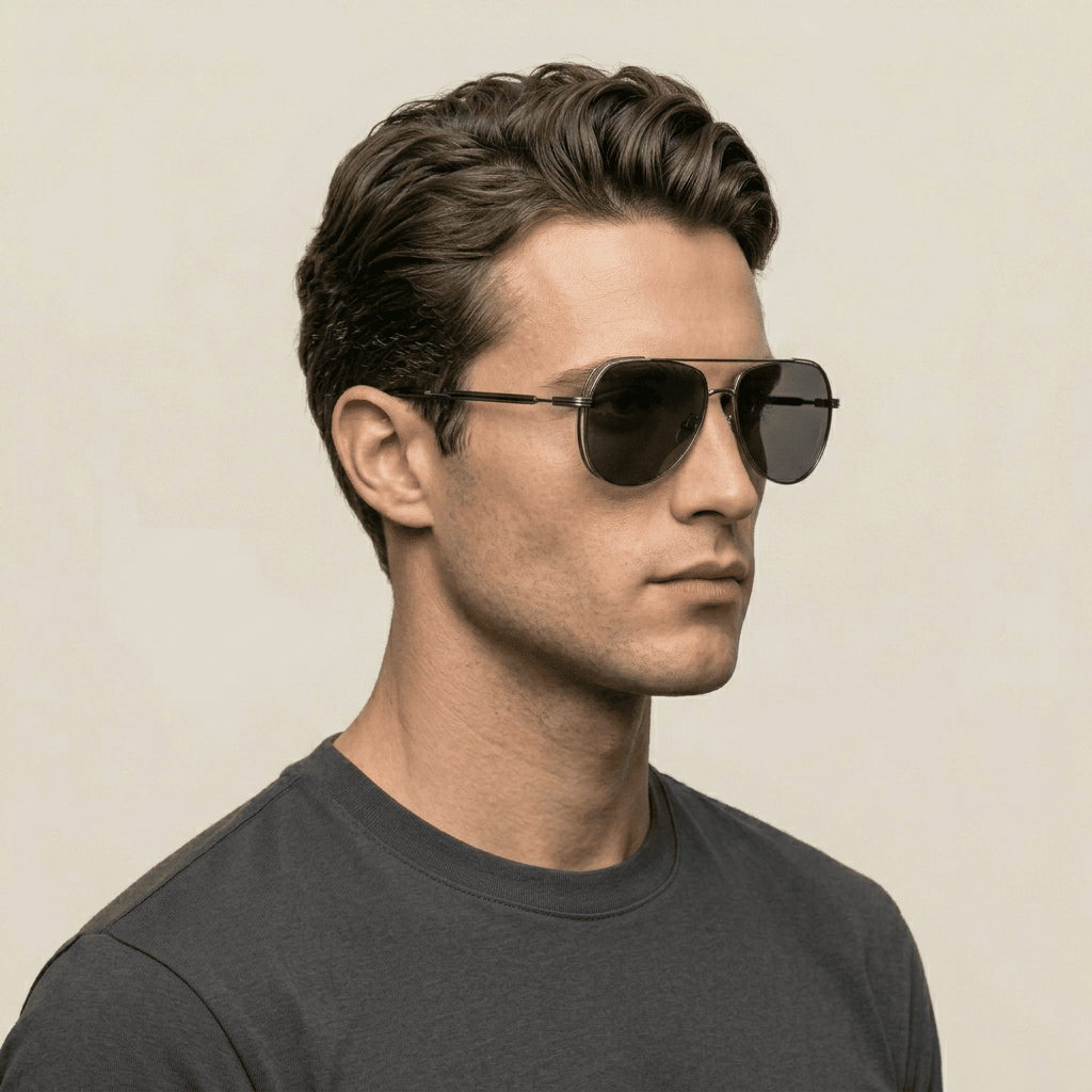 Metallic Rectangle Sunglasses for Men