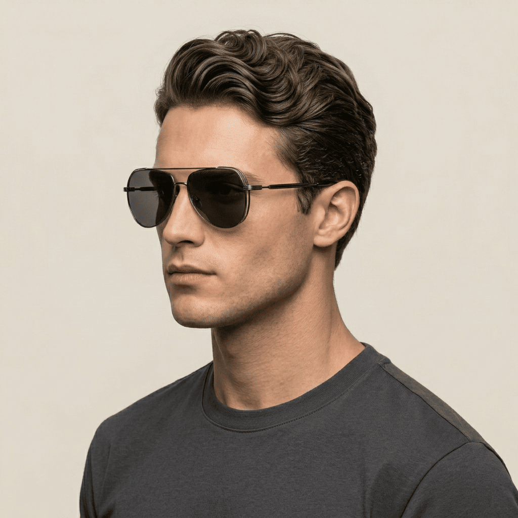 Metallic Rectangle Sunglasses for Men