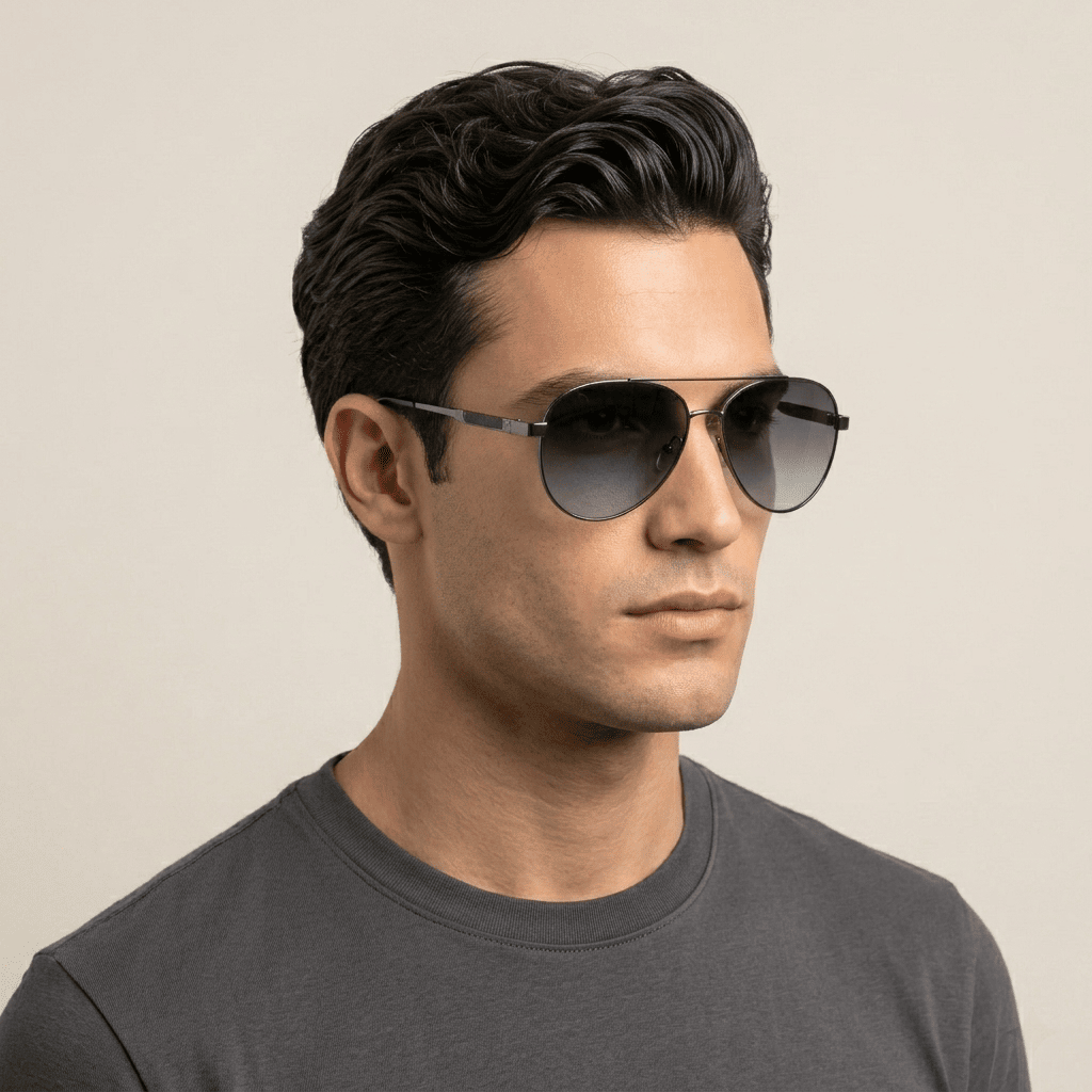 Metallic Aviator Sunglasses for Men