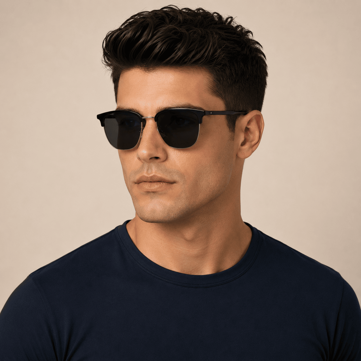 Black Round Sunglasses for Men