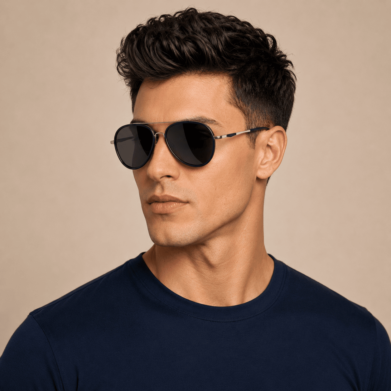 Blue Round Sunglasses for Men