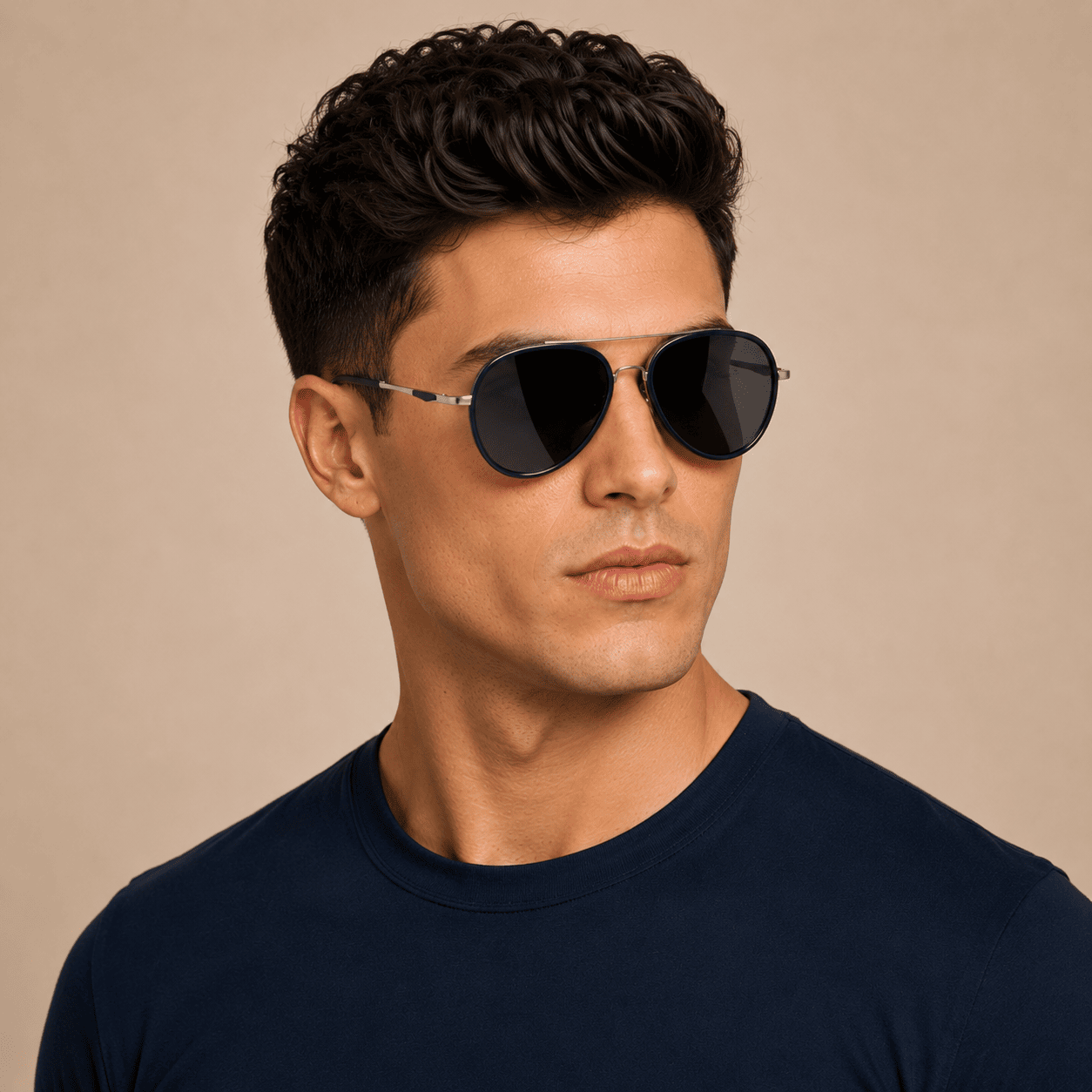 Blue Round Sunglasses for Men
