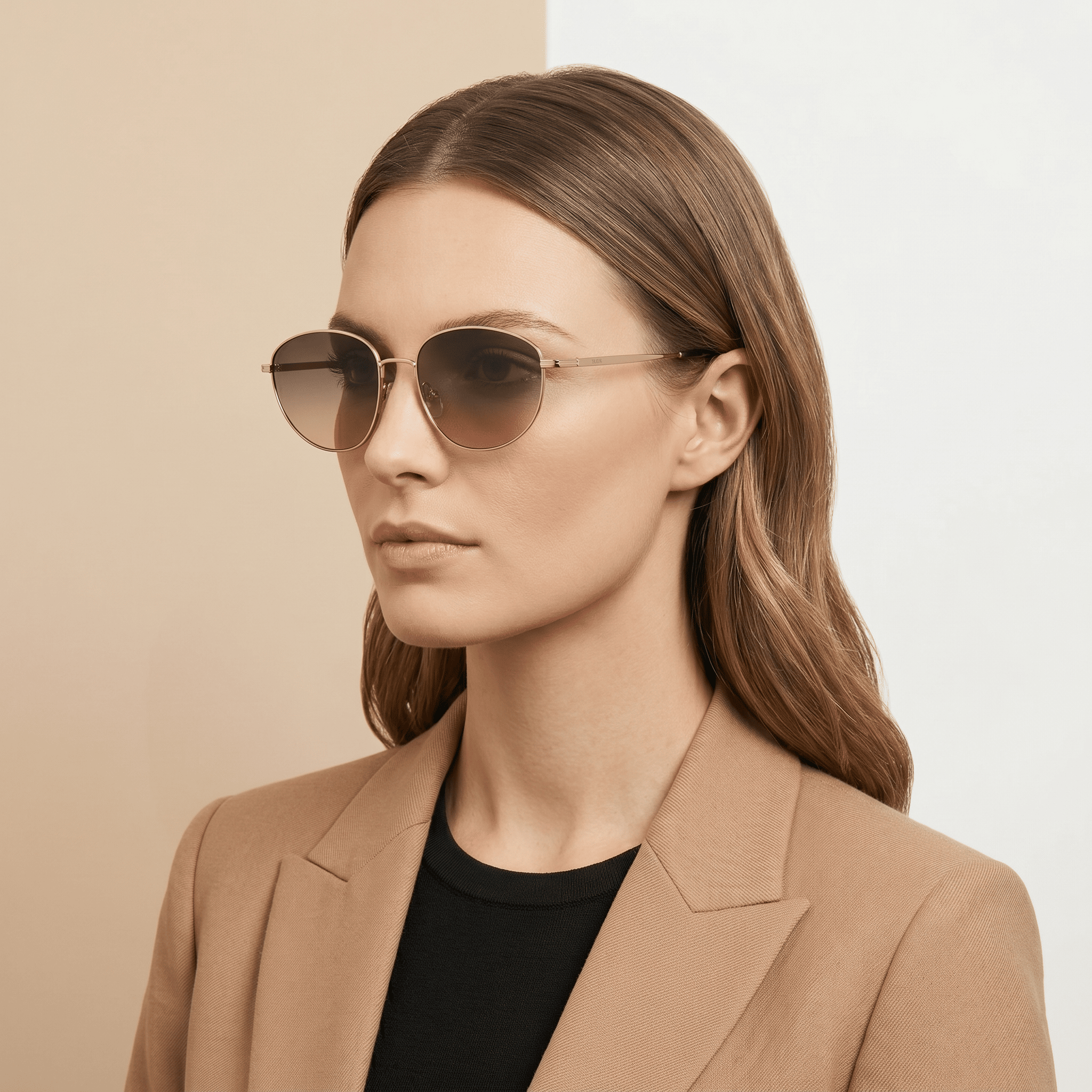 Rose Gold Rectangle Sunglasses for Women