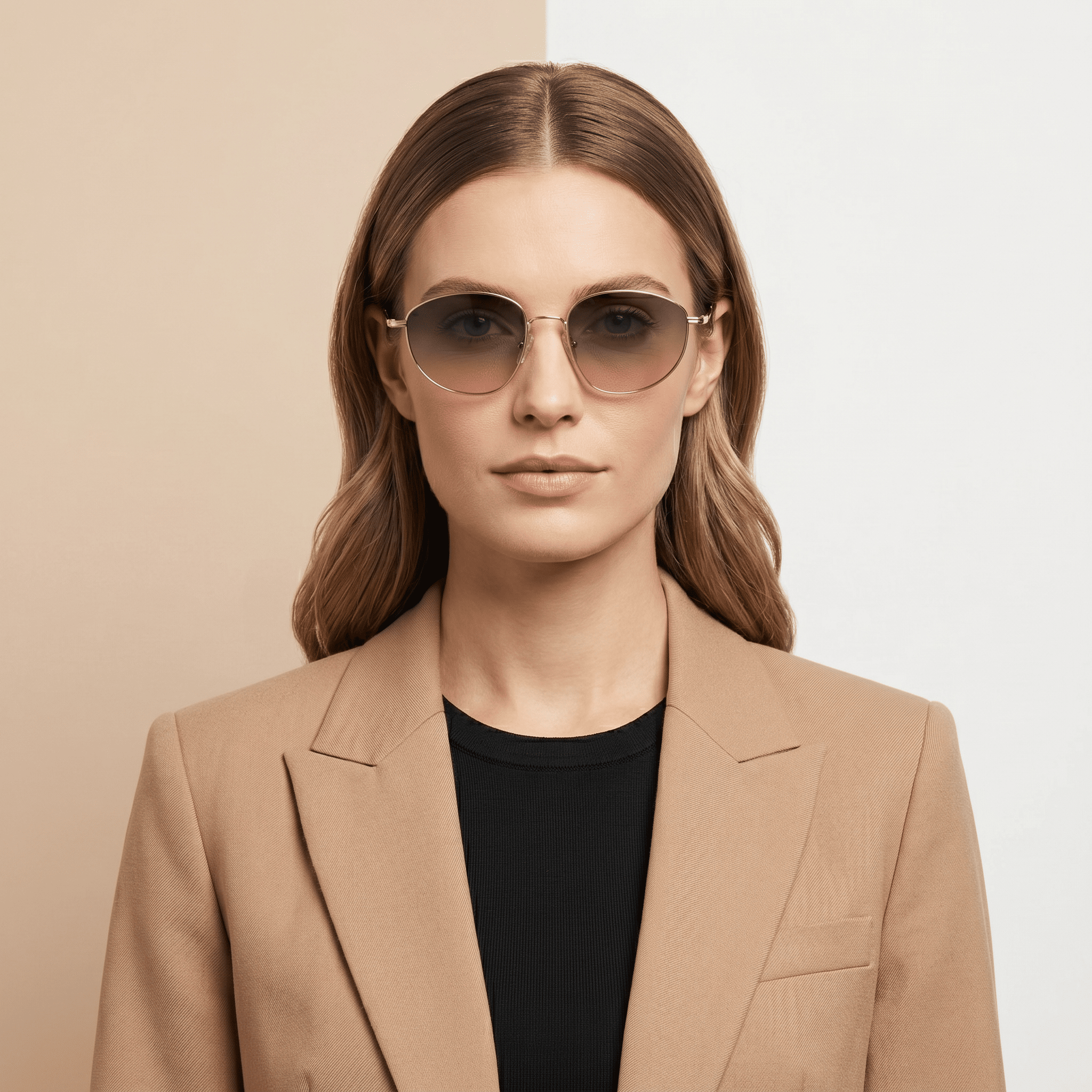 Rose Gold Rectangle Sunglasses for Women