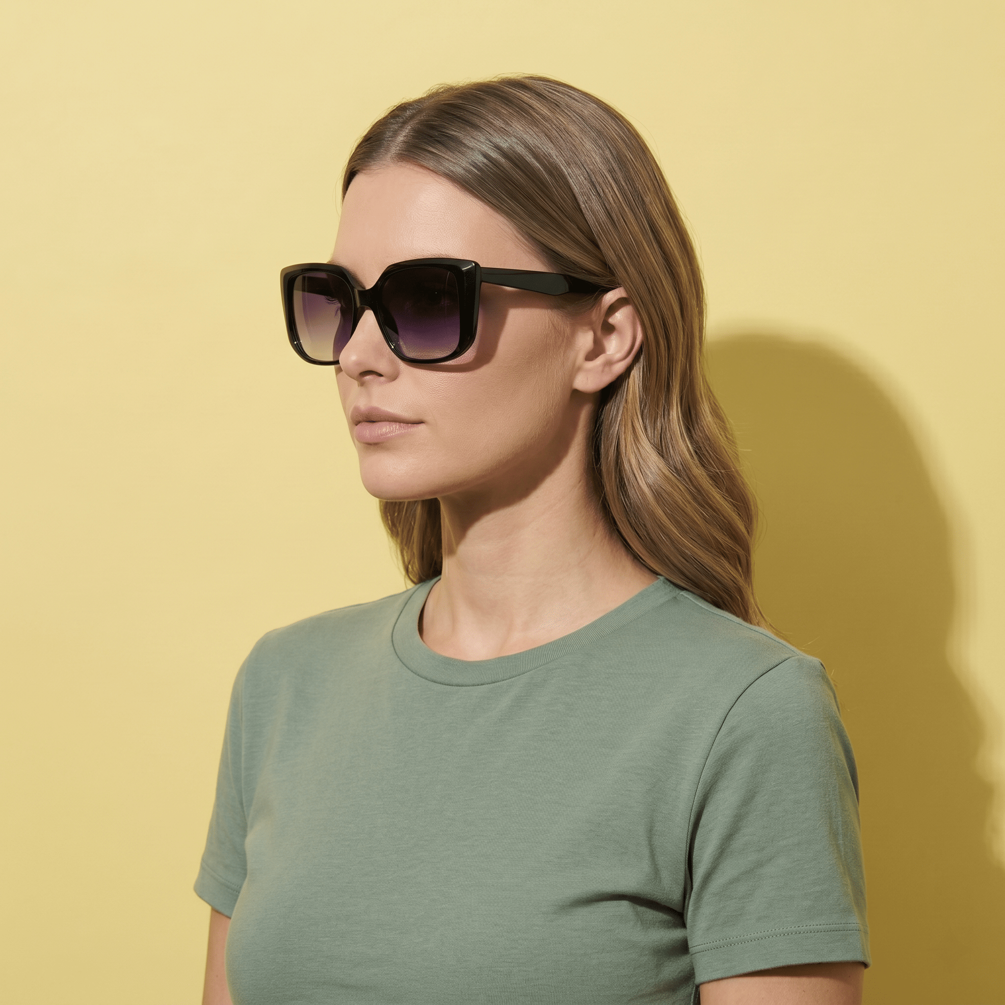 Black Rectangle Sunglasses for Women