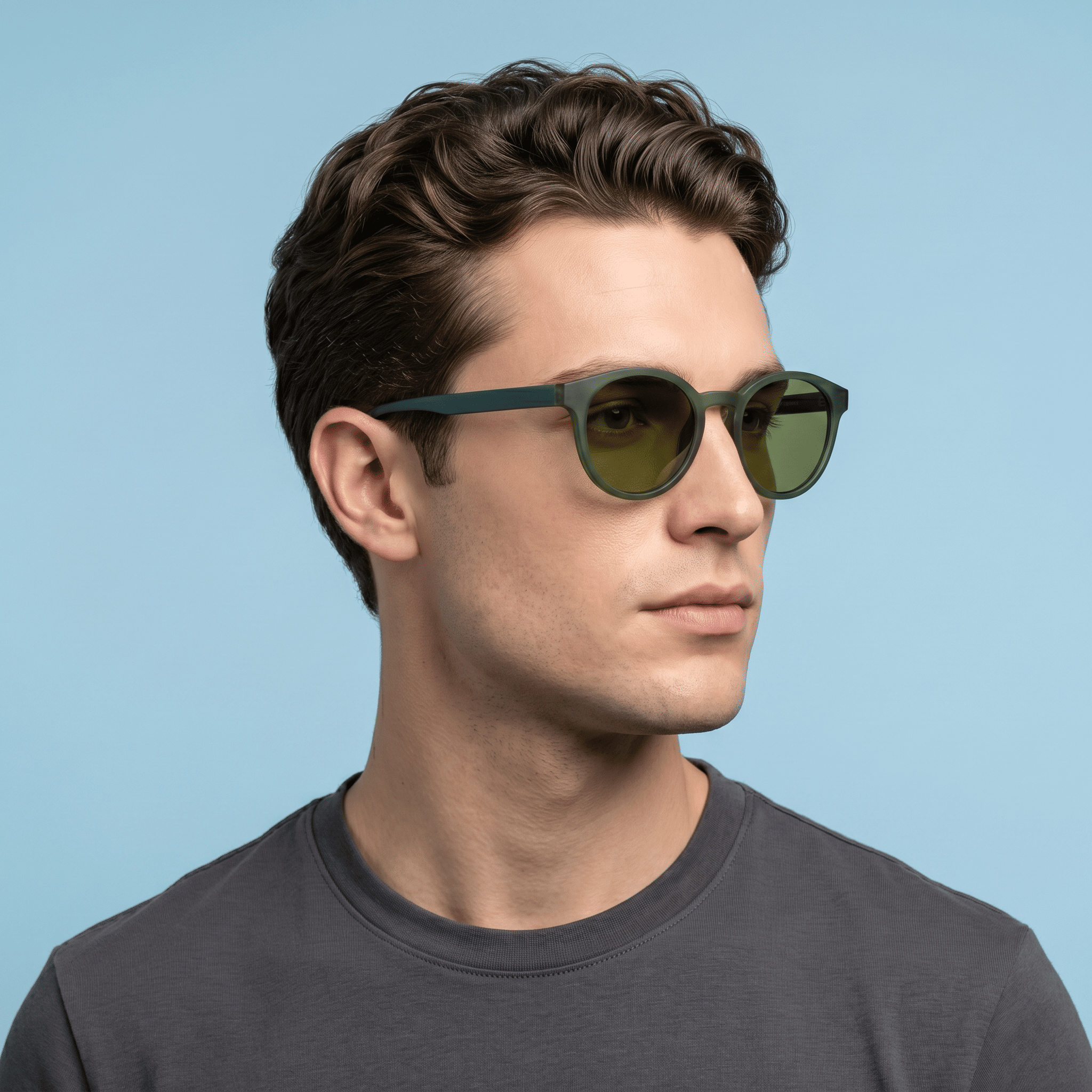 Green Round Sunglasses for Men