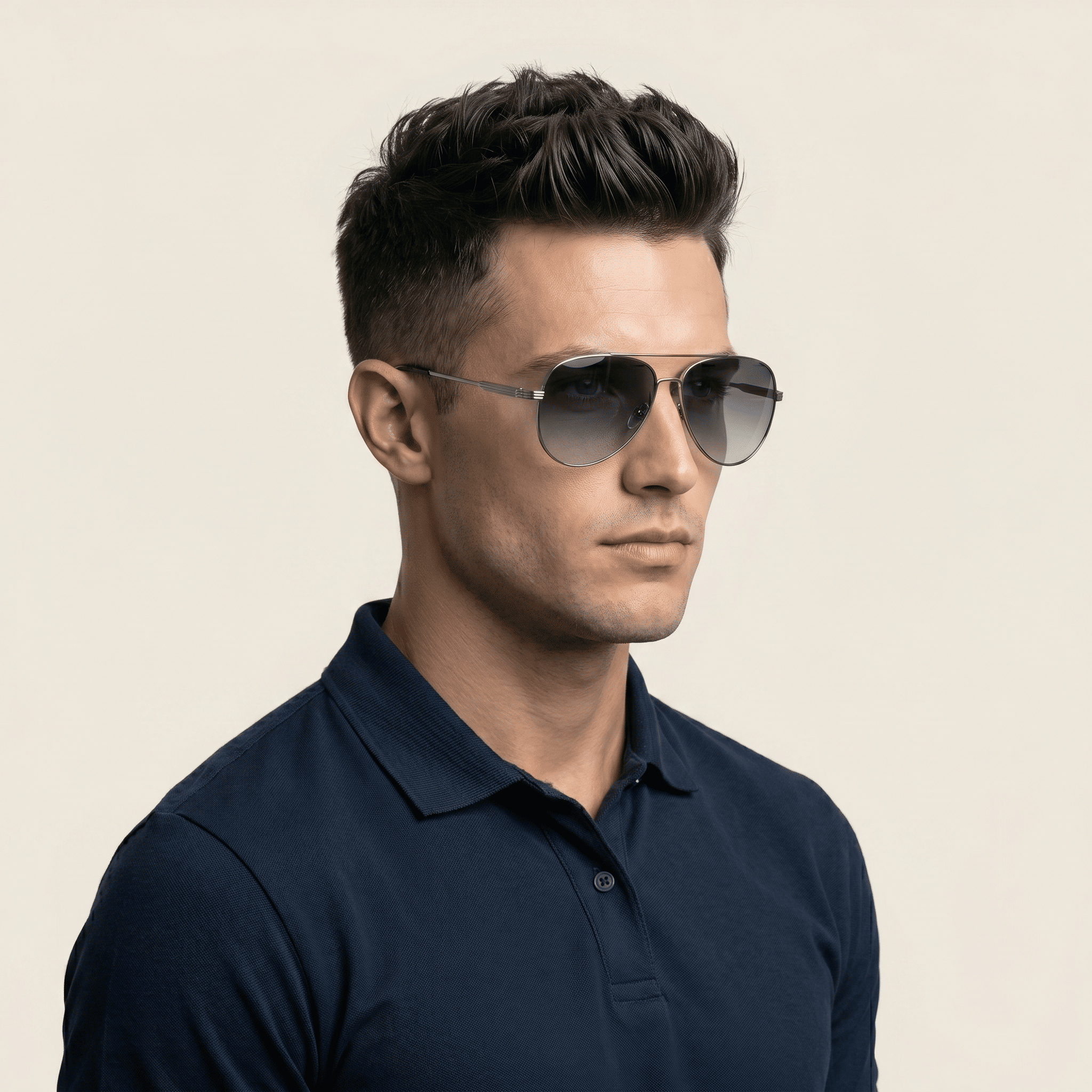 Metallic Rectangle Sunglasses for Men
