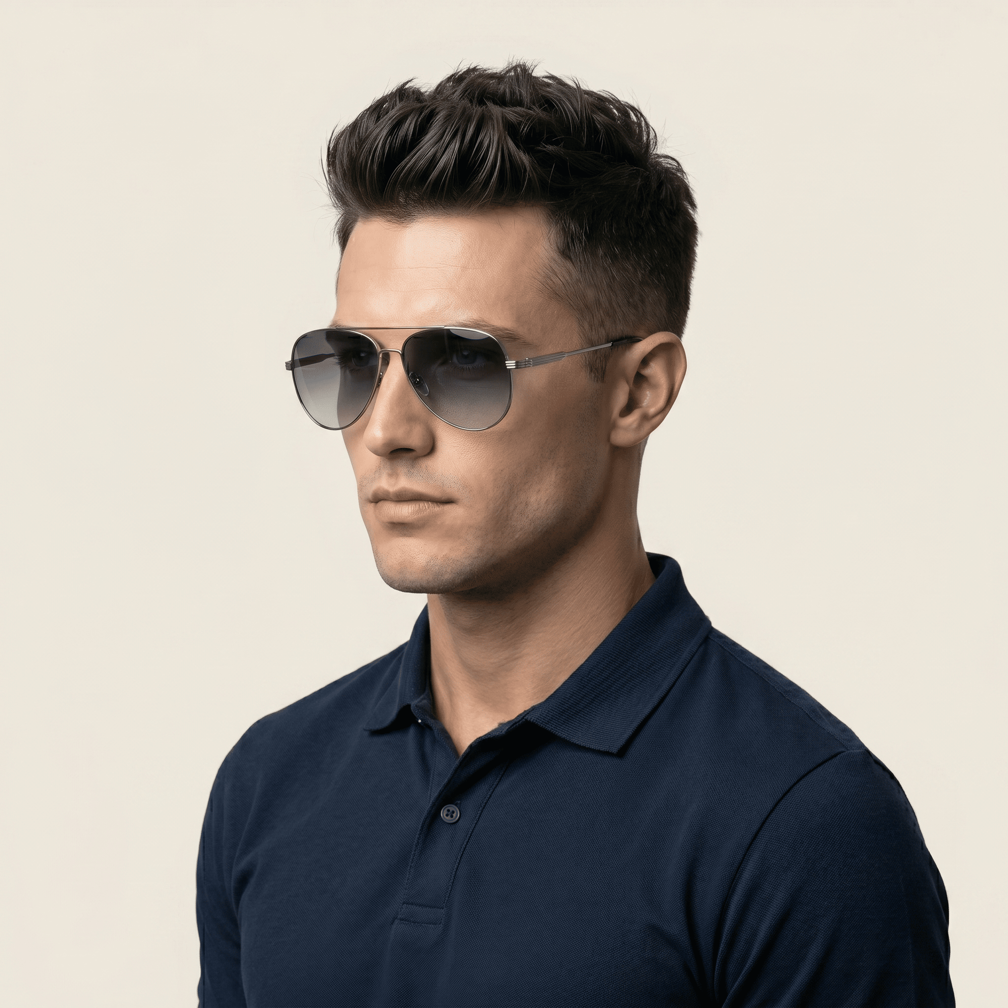 Metallic Rectangle Sunglasses for Men