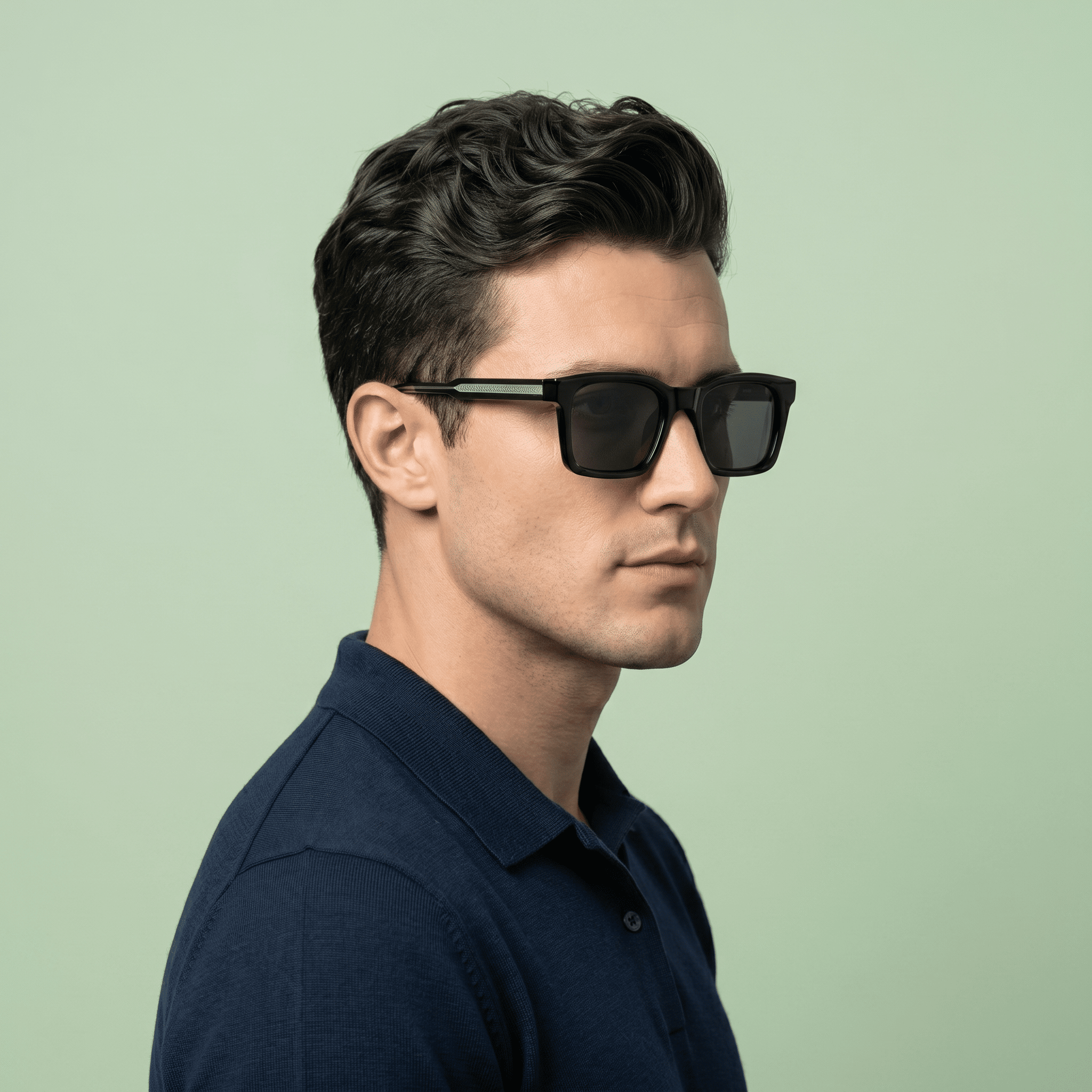 Black Rectangle Sunglasses for Men
