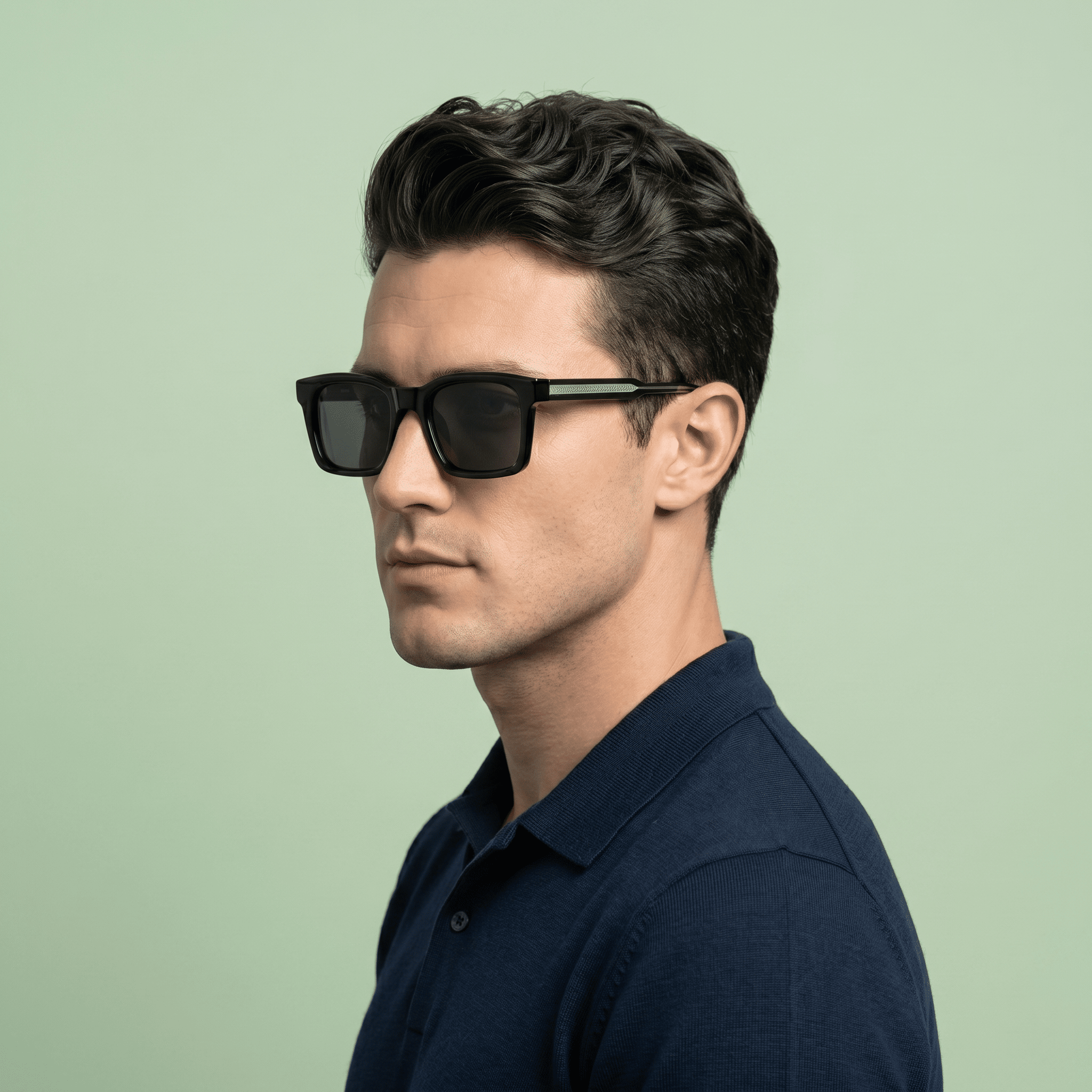 Black Rectangle Sunglasses for Men