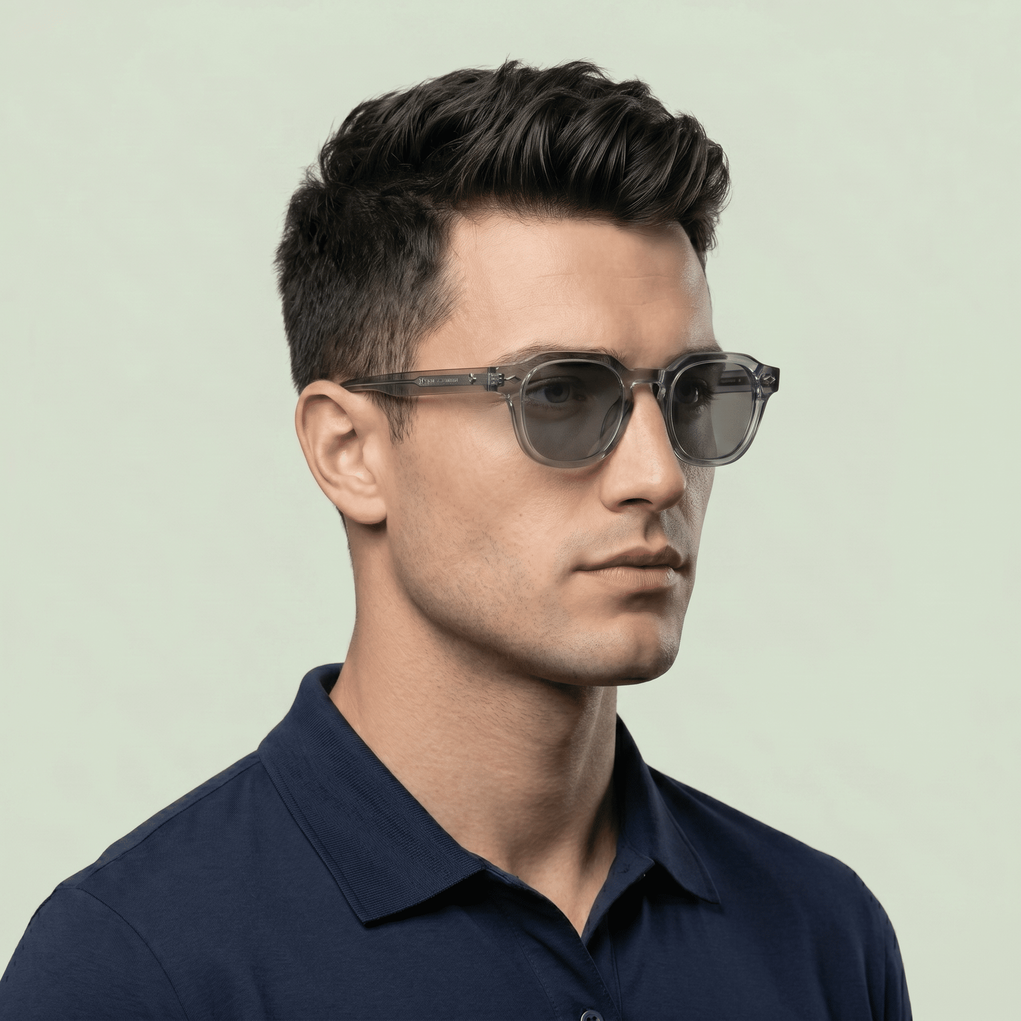 Grey Oval Sunglasses for Men
