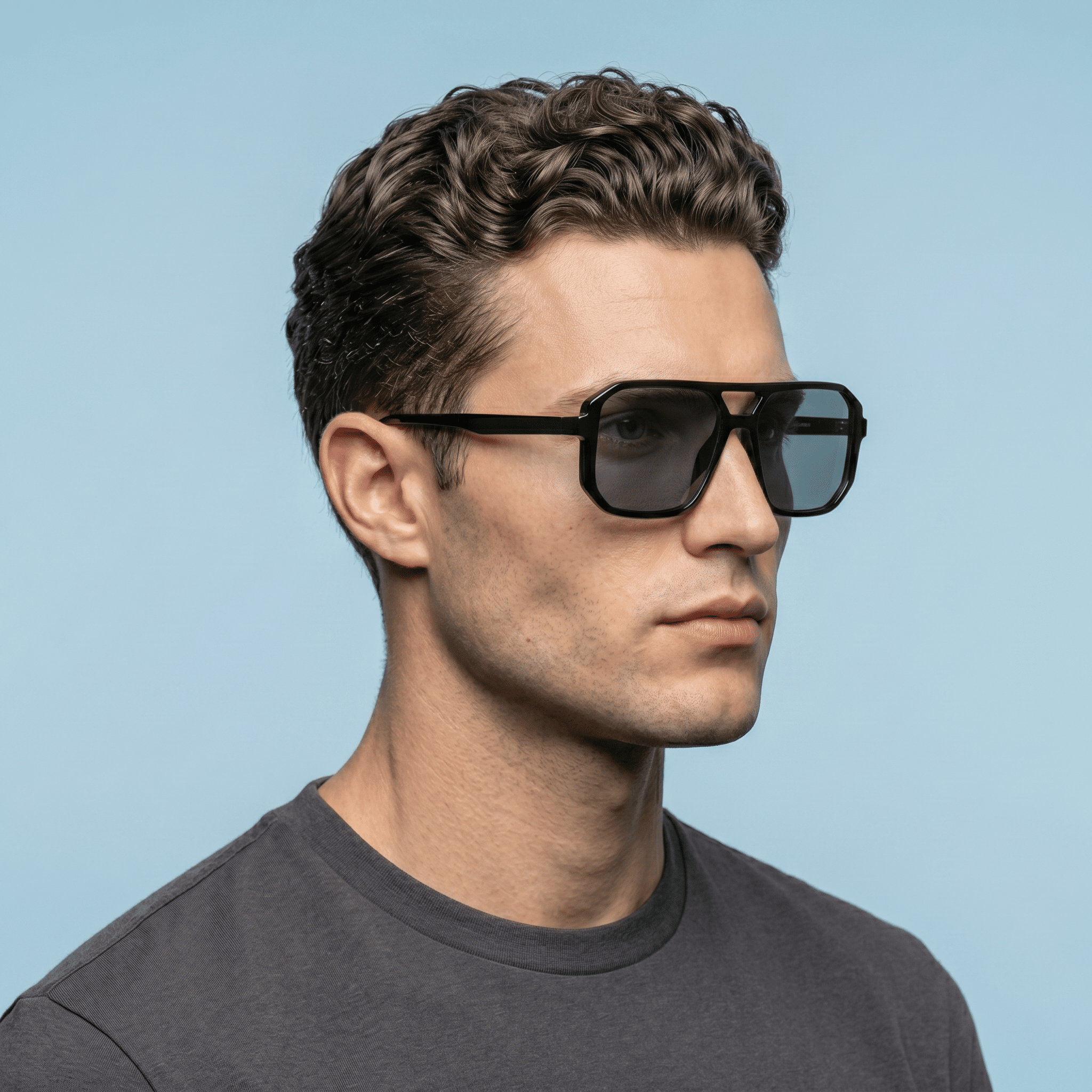 Black Aviator Sunglasses for Men