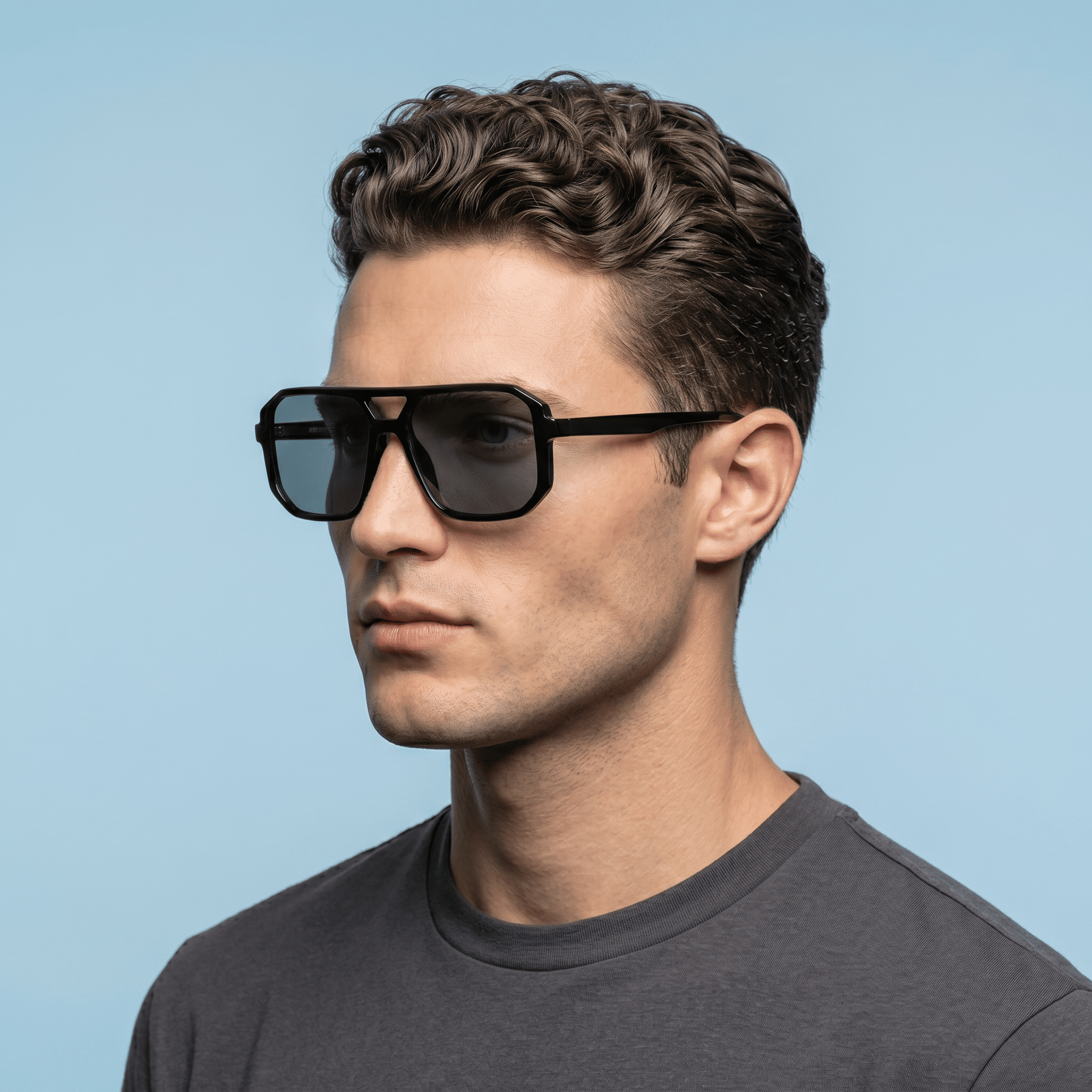 Black Aviator Sunglasses for Men