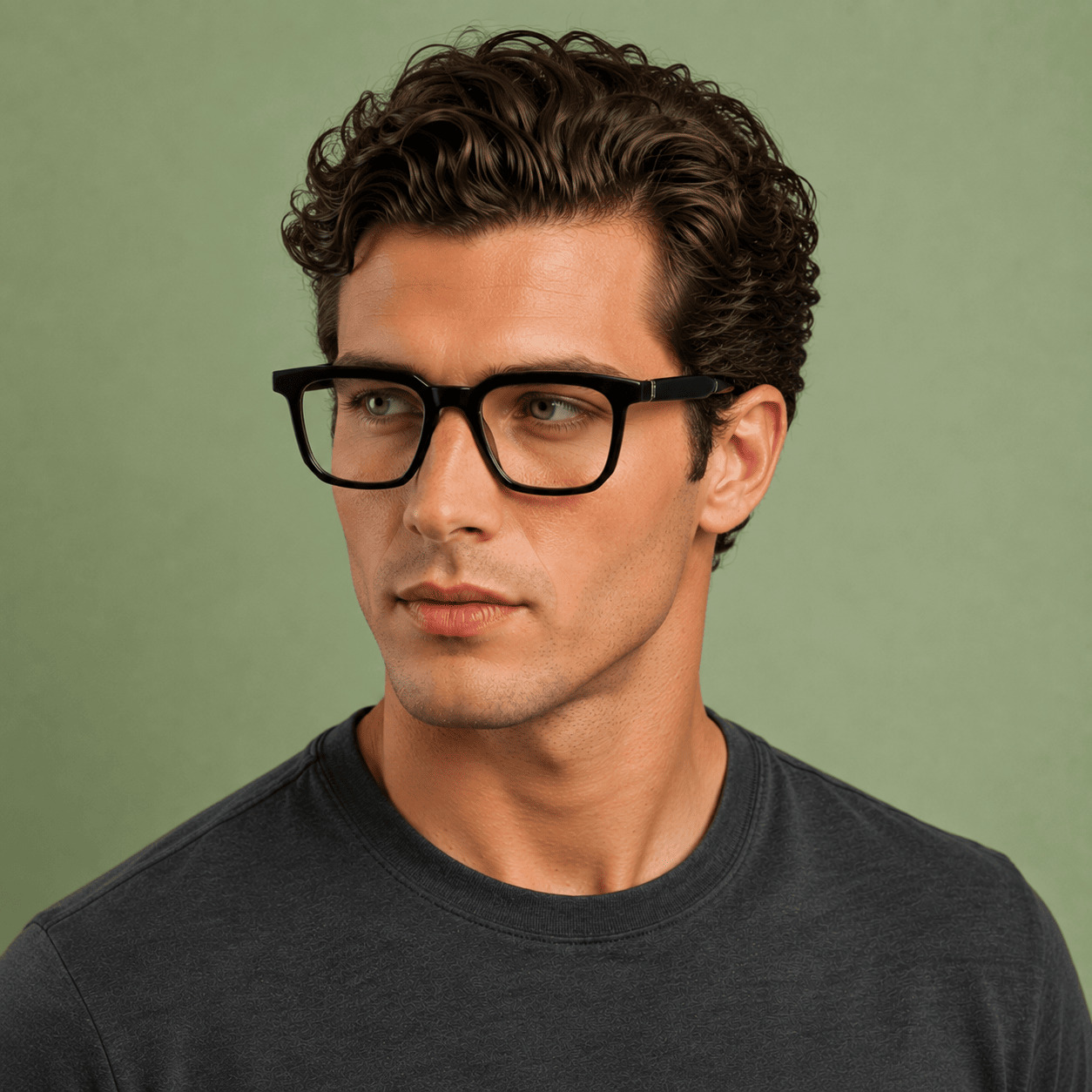 Black Round Computer Glasses for Men