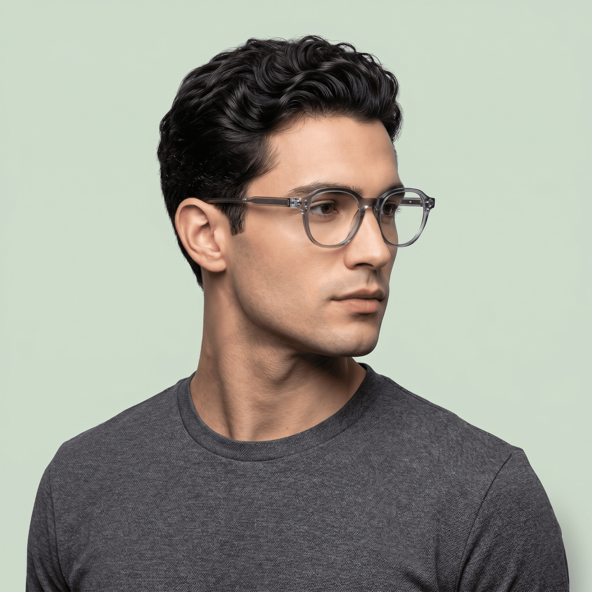 Grey Round Computer Glasses for Unisex